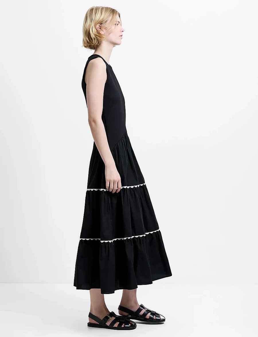 French Connection - KAYLIE JIA MIX RIC RAC MIDI - t-shirtkjoler - black/porcelain crea - 4
