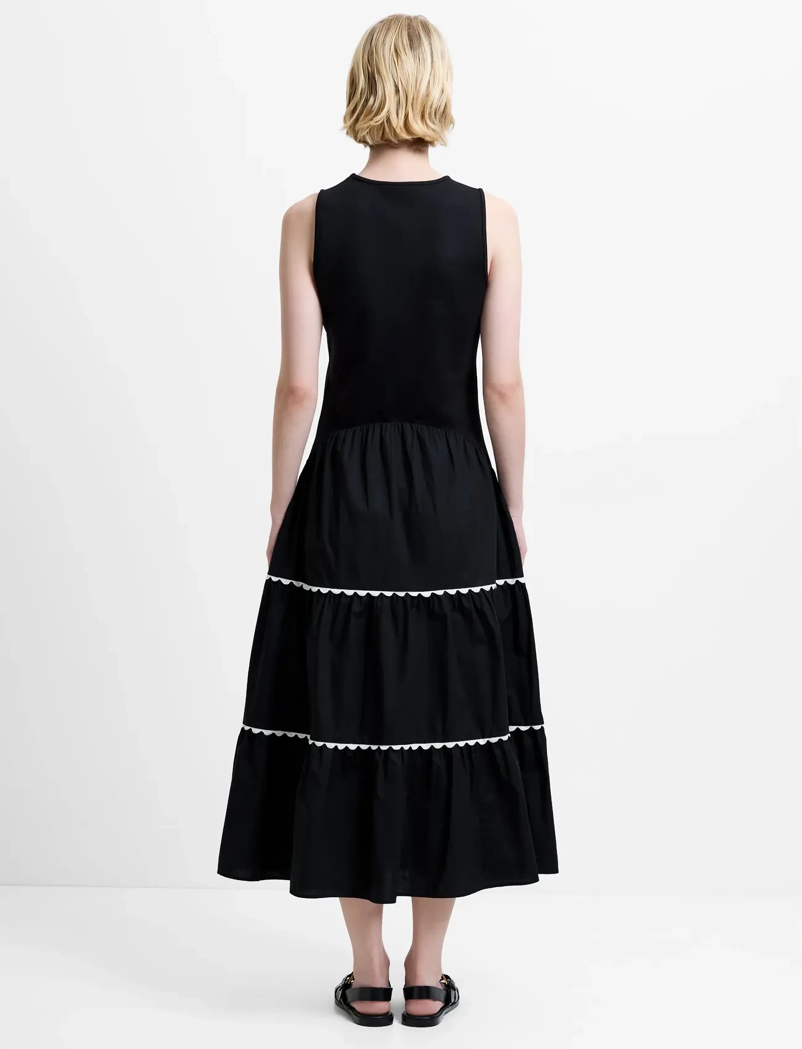French Connection - KAYLIE JIA MIX RIC RAC MIDI - t-shirt-kleider - black/porcelain crea - 5