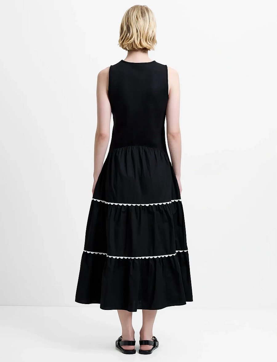 French Connection - KAYLIE JIA MIX RIC RAC MIDI - t-shirtkjoler - black/porcelain crea - 5