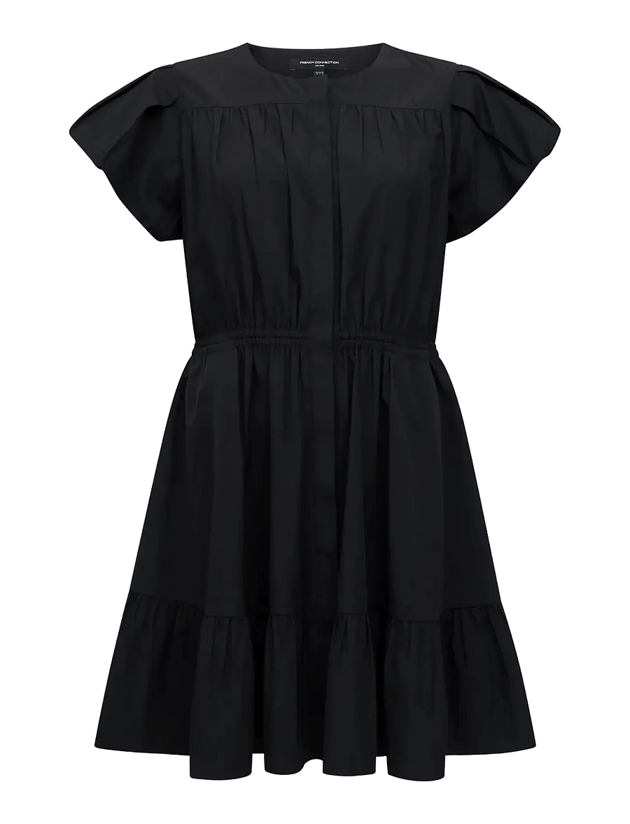 French Connection - ERA POPLIN FLUTTER SLV MINI DR - sommarklänningar - black - 1