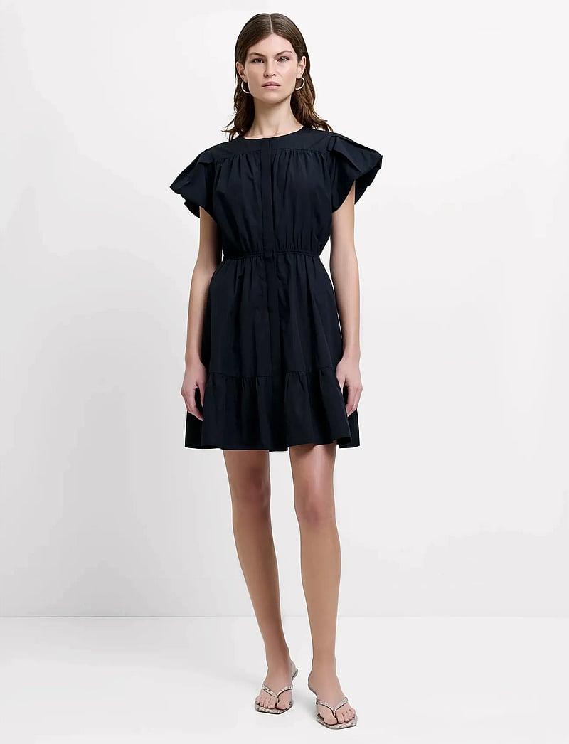 French Connection - ERA POPLIN FLUTTER SLV MINI DR - sommerkleider - black - 2