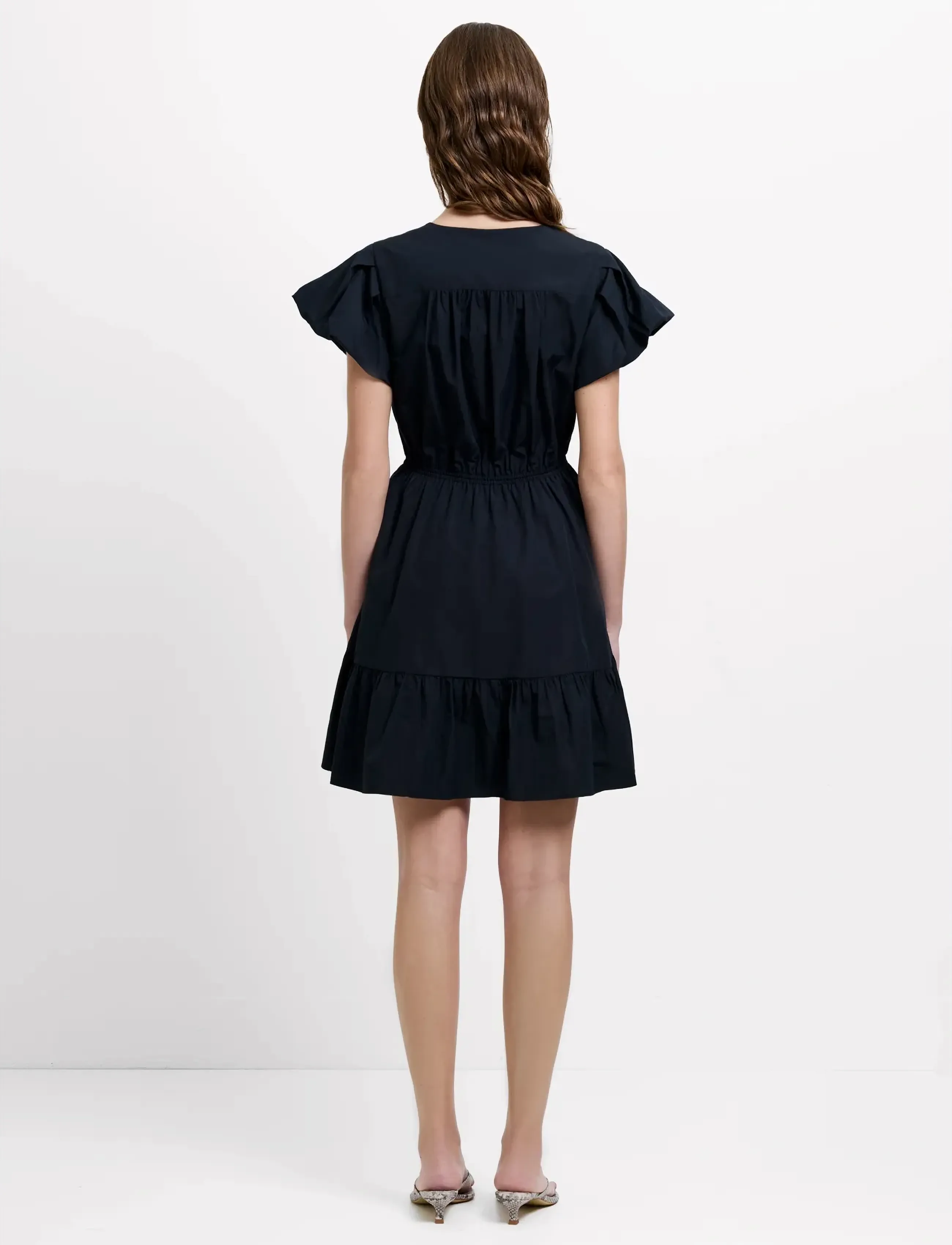 French Connection - ERA POPLIN FLUTTER SLV MINI DR - sommerkjoler - black - 3