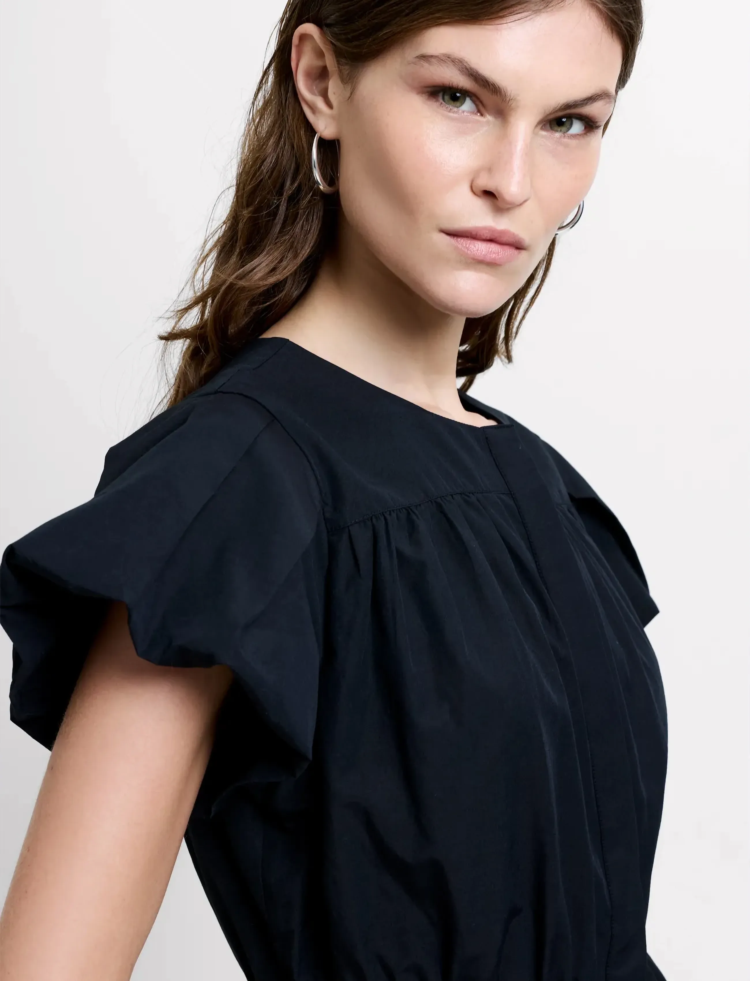 French Connection - ERA POPLIN FLUTTER SLV MINI DR - sommerkjoler - black - 4