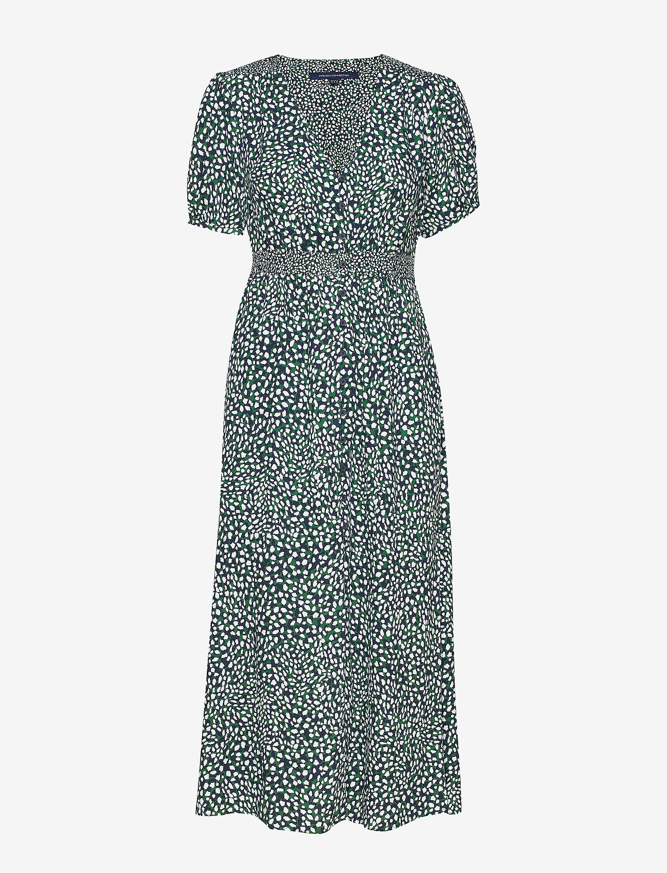 French Connection - CADE DRAPE BUTTONED FRONT DRSS - forest green multi - 0