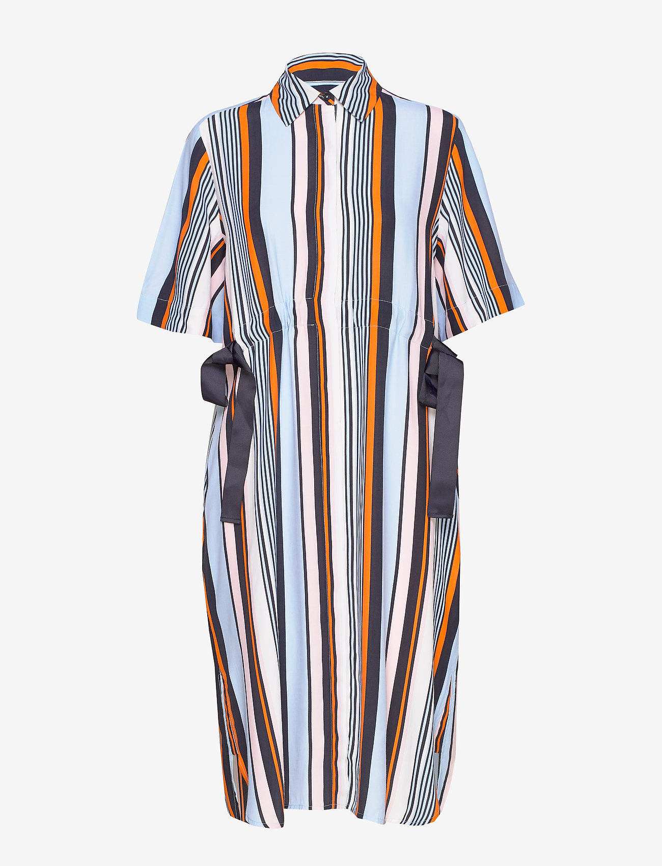 French Connection - BYATT DRAPE STRIPED SHIRT DRES - utility blue multi - 0