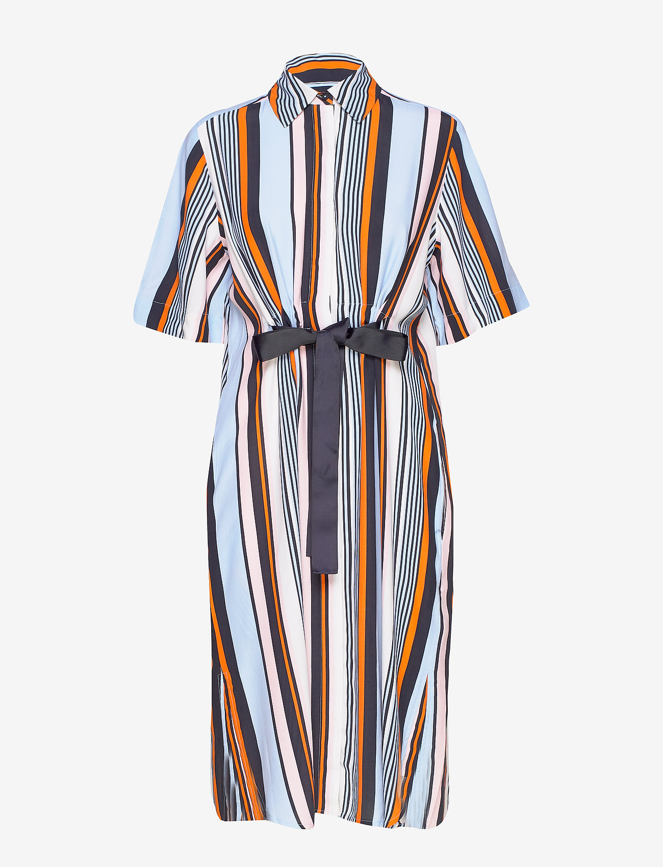 French Connection - BYATT DRAPE STRIPED SHIRT DRES - utility blue multi - 1