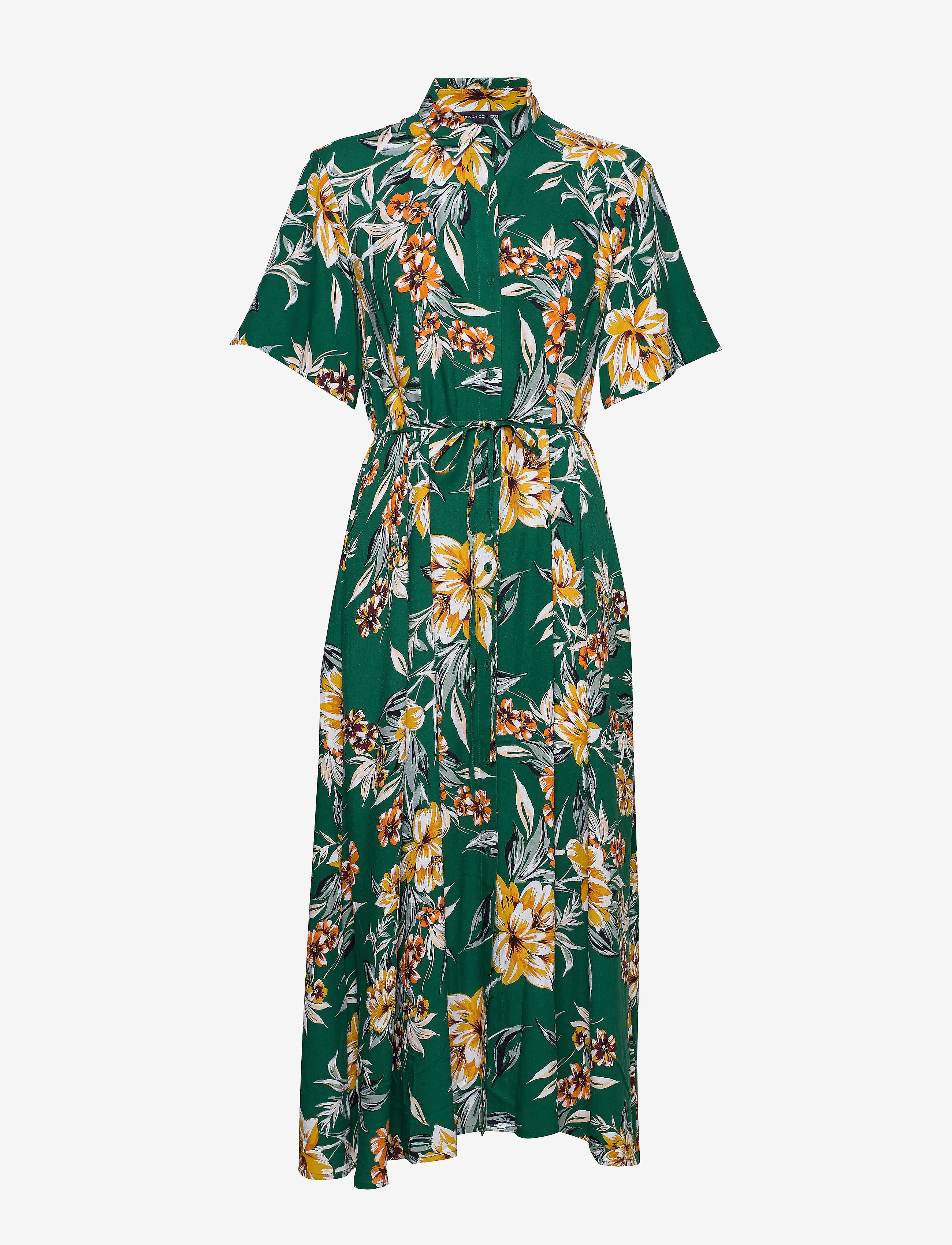 French Connection - CLARIBEL FLORAL MIDI SHRT DRES - evergreen multi - 0