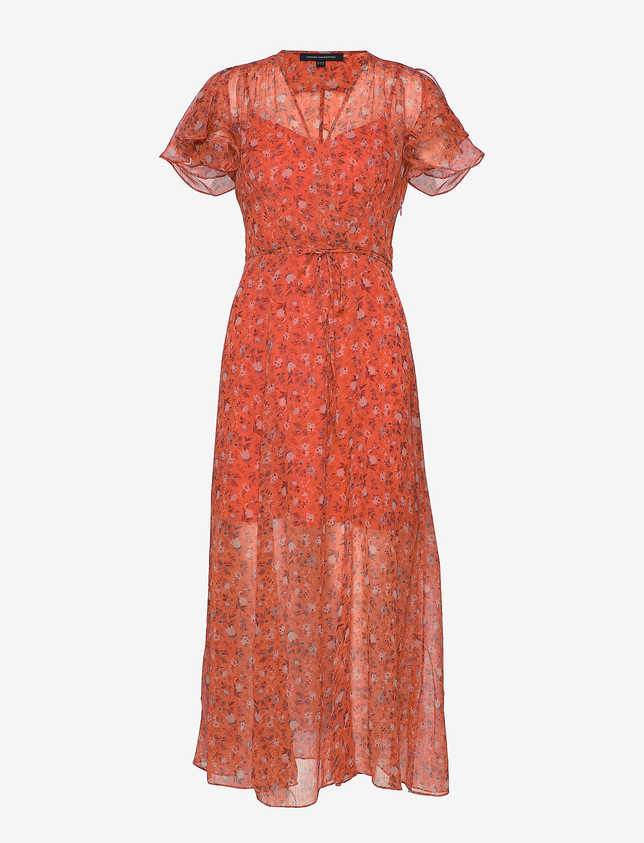 French Connection - ESI CRINKLE 2 MIDI TEA DRESS - pumpkin multi - 0
