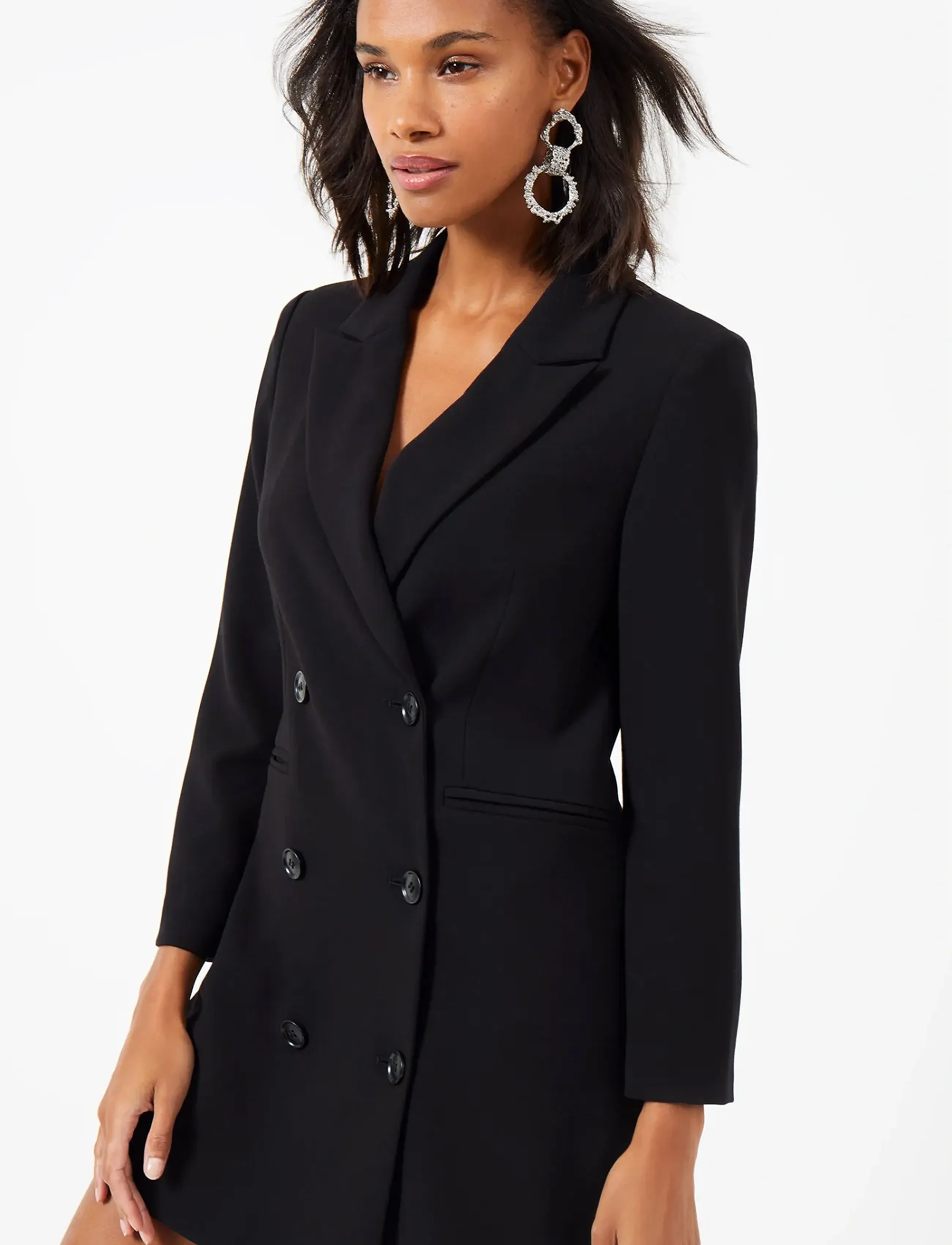 French Connection Whisper Blazer Dress, Kvinder, Dobbeltbrystet Blazer Kjole, Sort, Str: 36