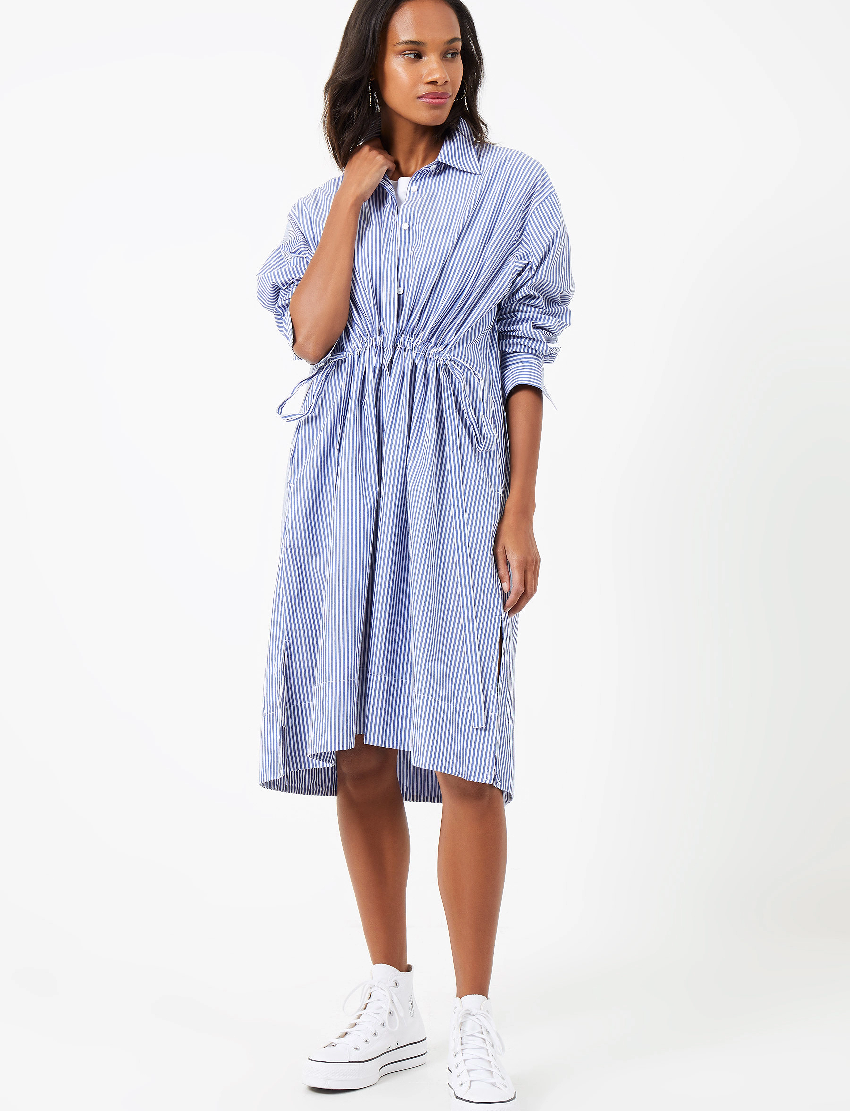 French Connection RHODES POP STRP SHIRT DRSS - Kampagne - LINEN WHITE/MARINE / blue
