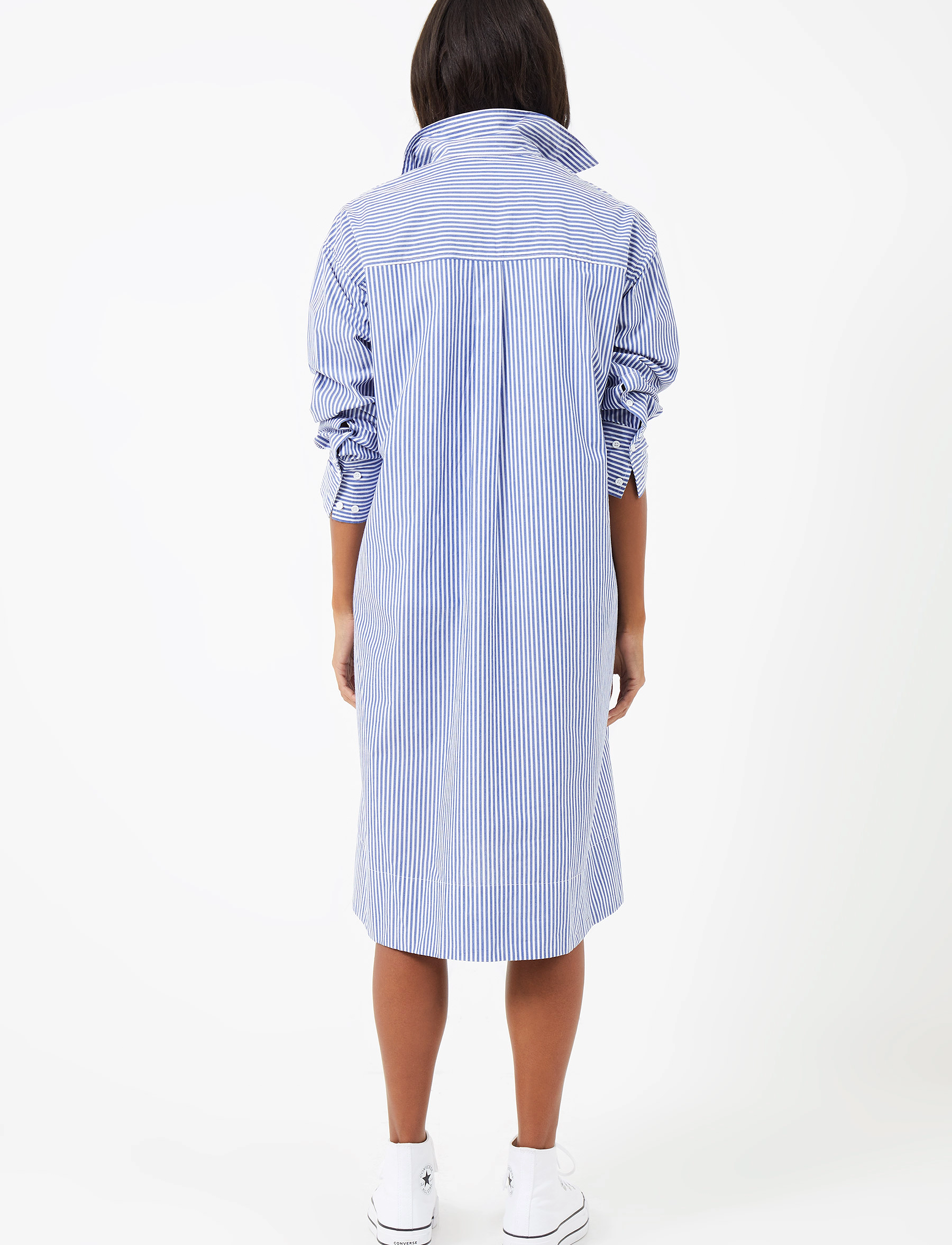 French Connection - RHODES POP STRP SHIRT DRSS - skjortekjoler - linen white/marine - 4