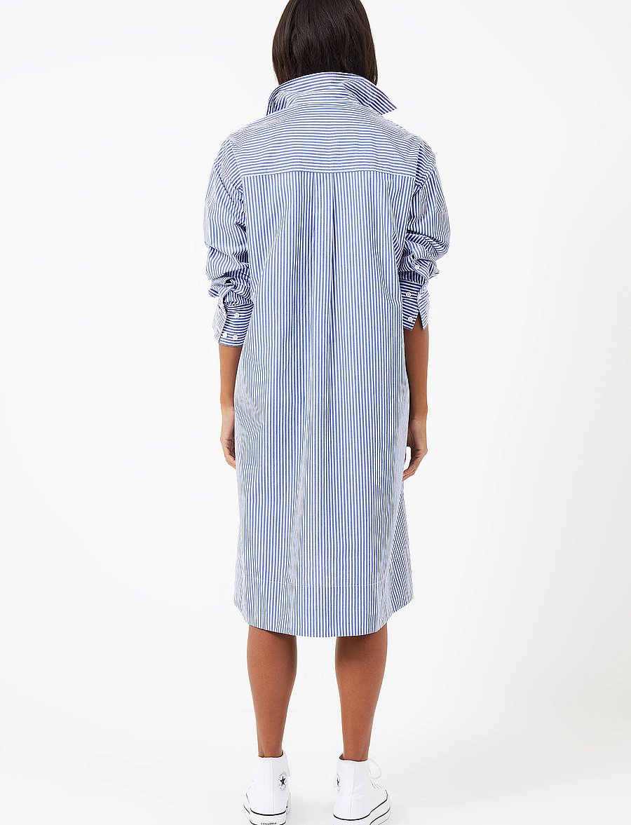 French Connection - RHODES POP STRP SHIRT DRSS - skjortekjoler - linen white/marine - 4