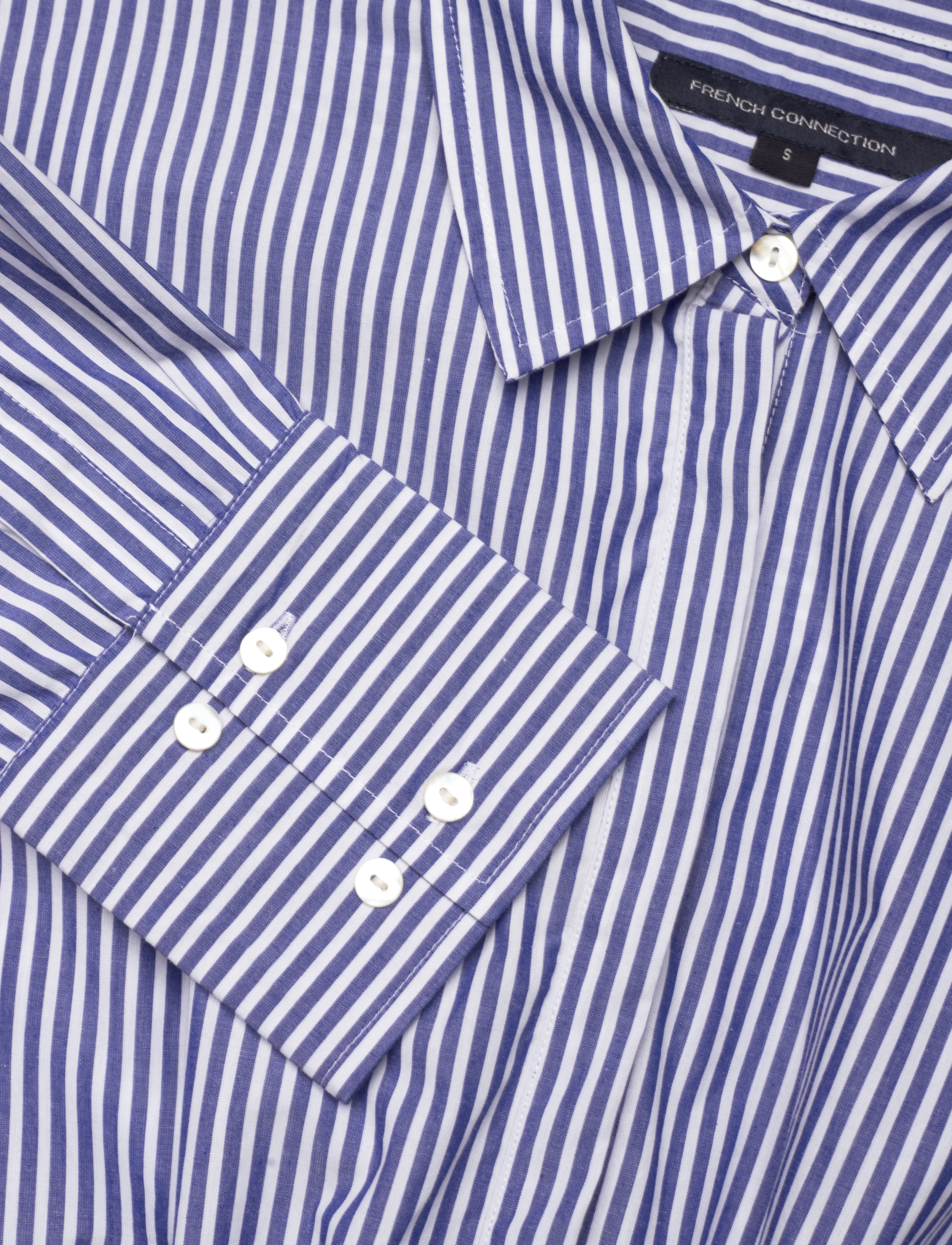 French Connection - RHODES POP STRP SHIRT DRSS - skjortekjoler - linen white/marine - 5