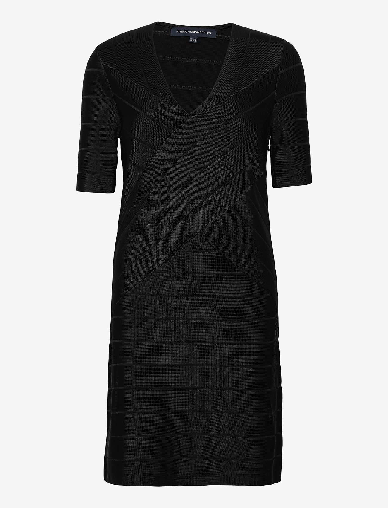 French Connection - ZASHA SPOTLIGHT V NK BDY DRESS - korta klänningar - black - 0