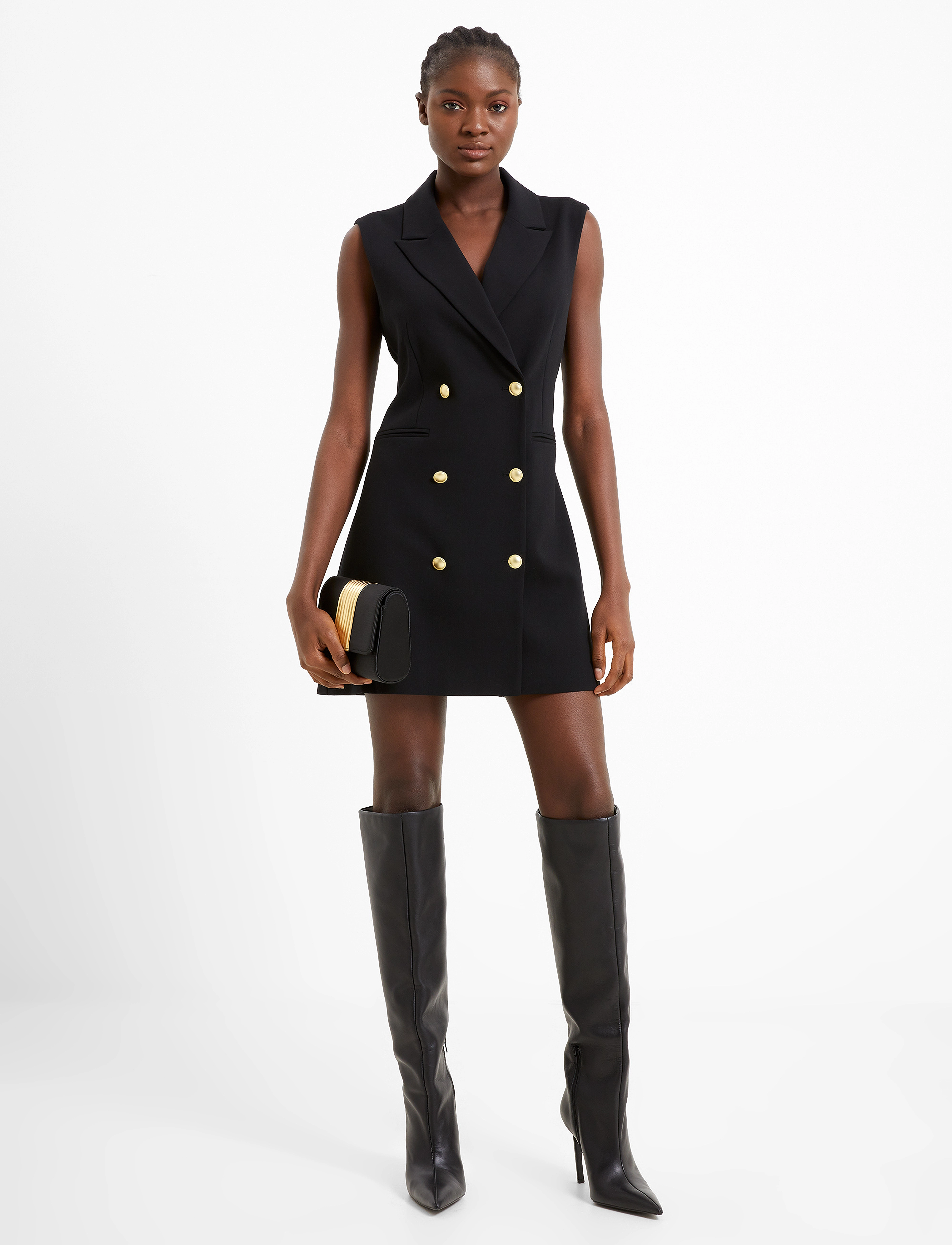 French Connection Whisper Slvlss Tux Dress, 40, Black, Kjoler > Kort Kjole, Dame