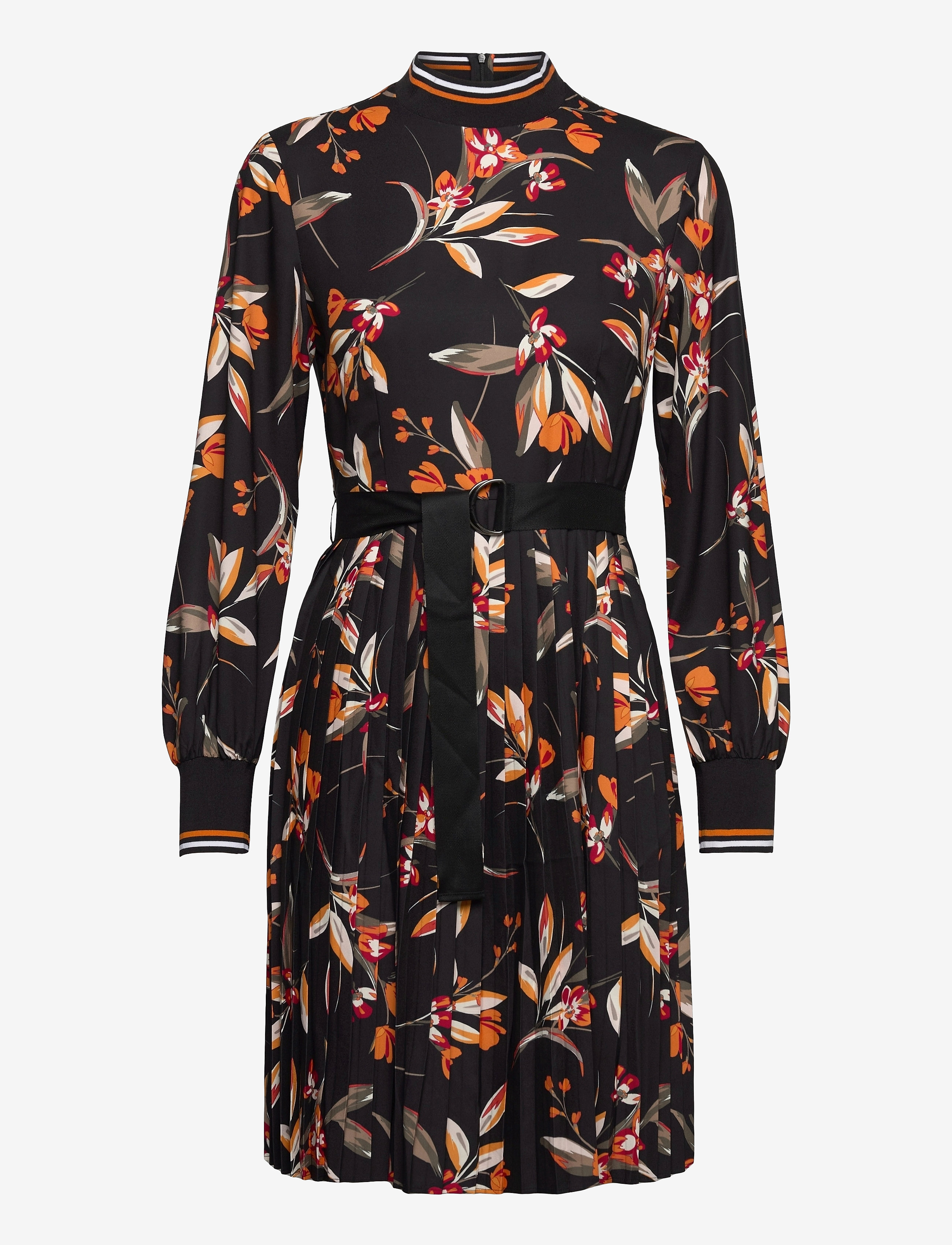 French Connection - ELIVA DRAPE LS PLEATED DRESS - black/persimmon oran - 1