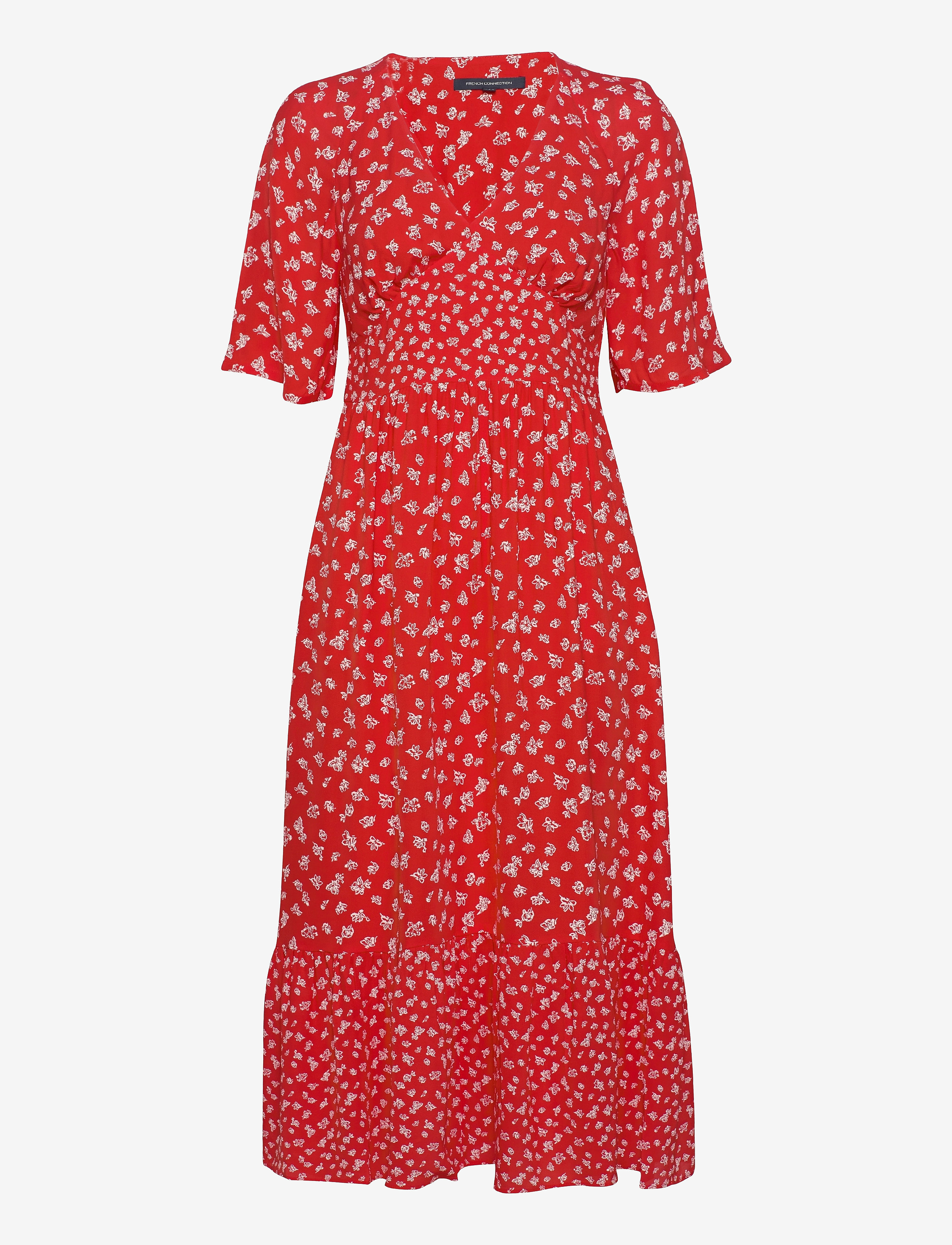 French Connection - FAYOLA DRAPE MIDI TEA DRESS - fiery red multi - 1