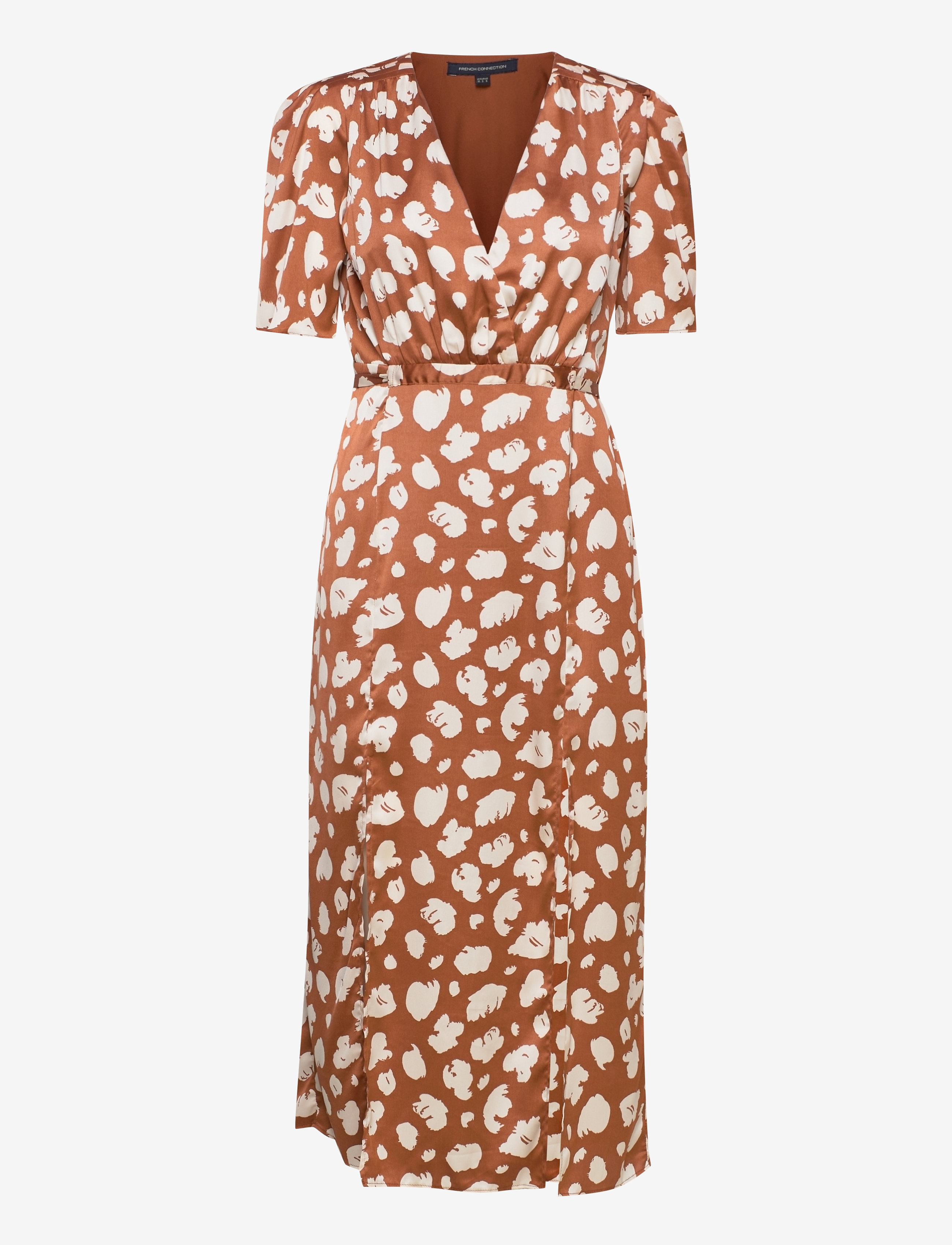 French Connection - PF AIMEE INU FRONT SLIT DRESS - brown patina/clcream - 0