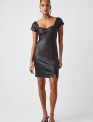 French Connection - TOMI LEATHER LOOK JERSEY DRES - party wear at outlet prices - black - 2