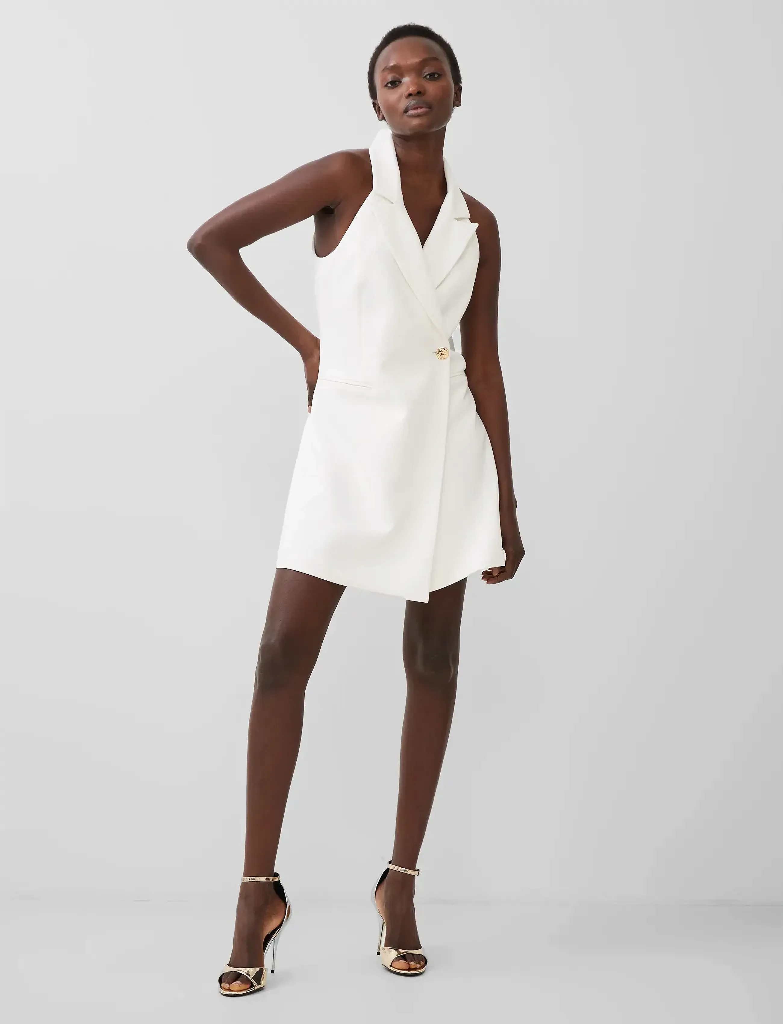 French Connection Whisper Halter Blazer Dress, Kvinder, Halter Blazer Kjole, Hvid, Str: 42