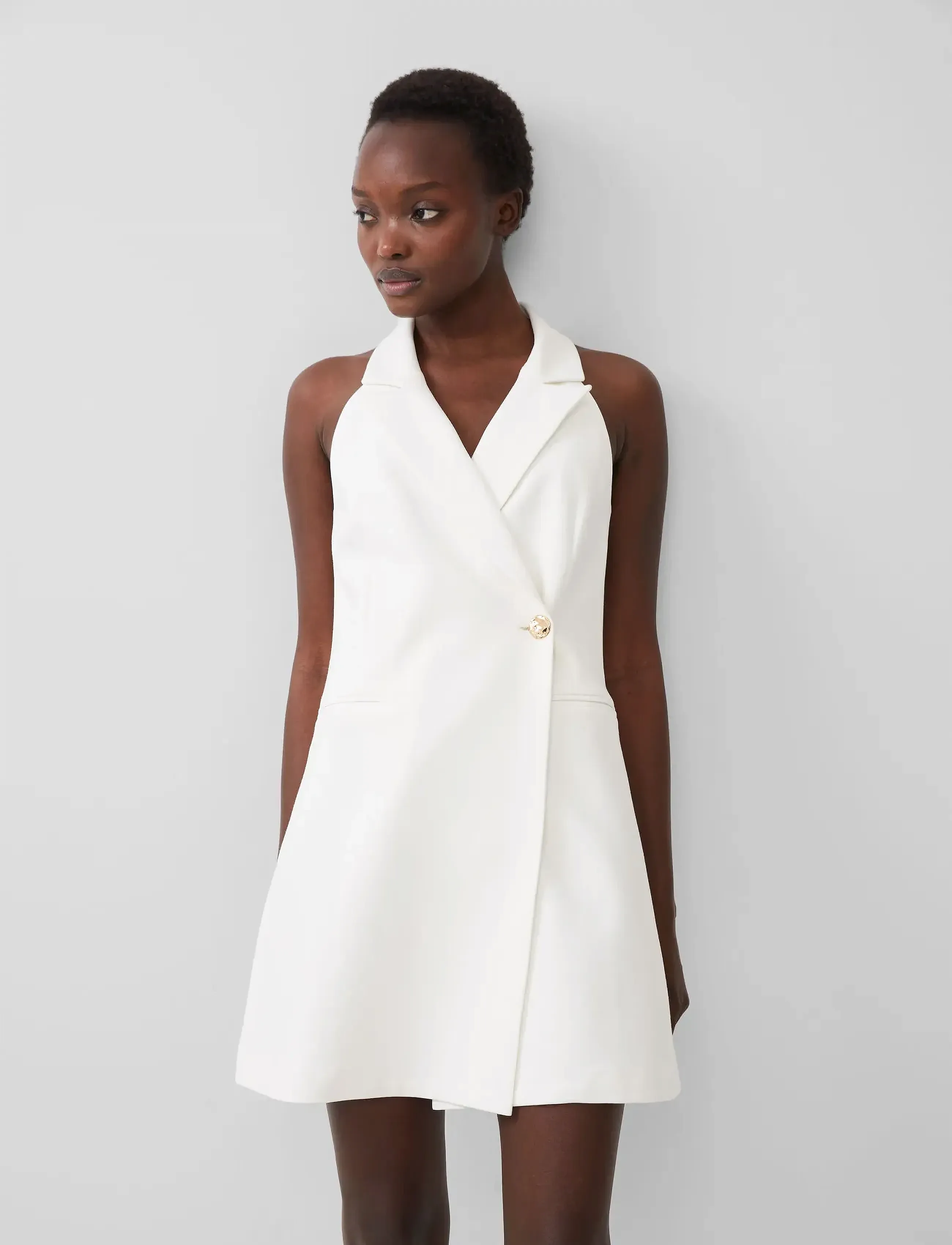 French Connection - WHISPER HALTER BLAZER DRESS - konfirmation - summer white - 3