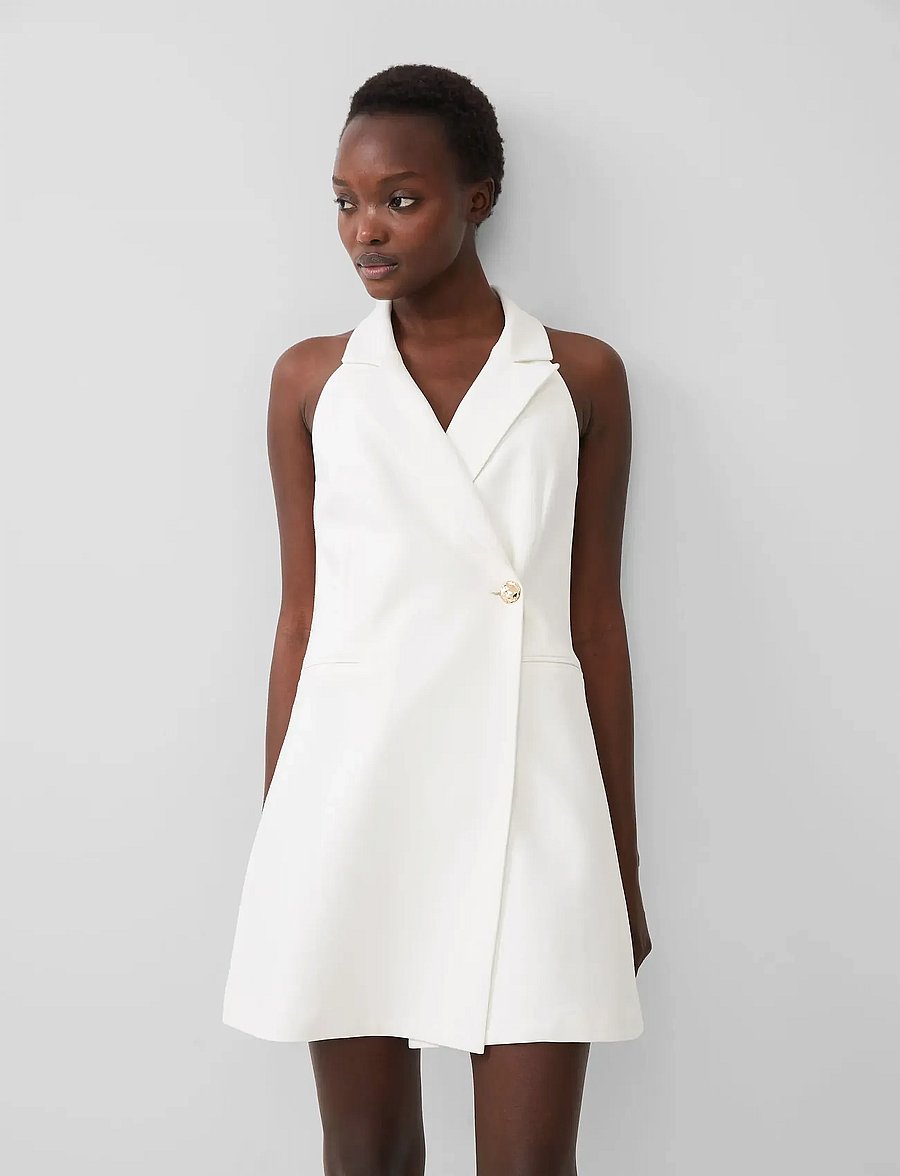 French Connection - WHISPER HALTER BLAZER DRESS - konfirmation - summer white - 3