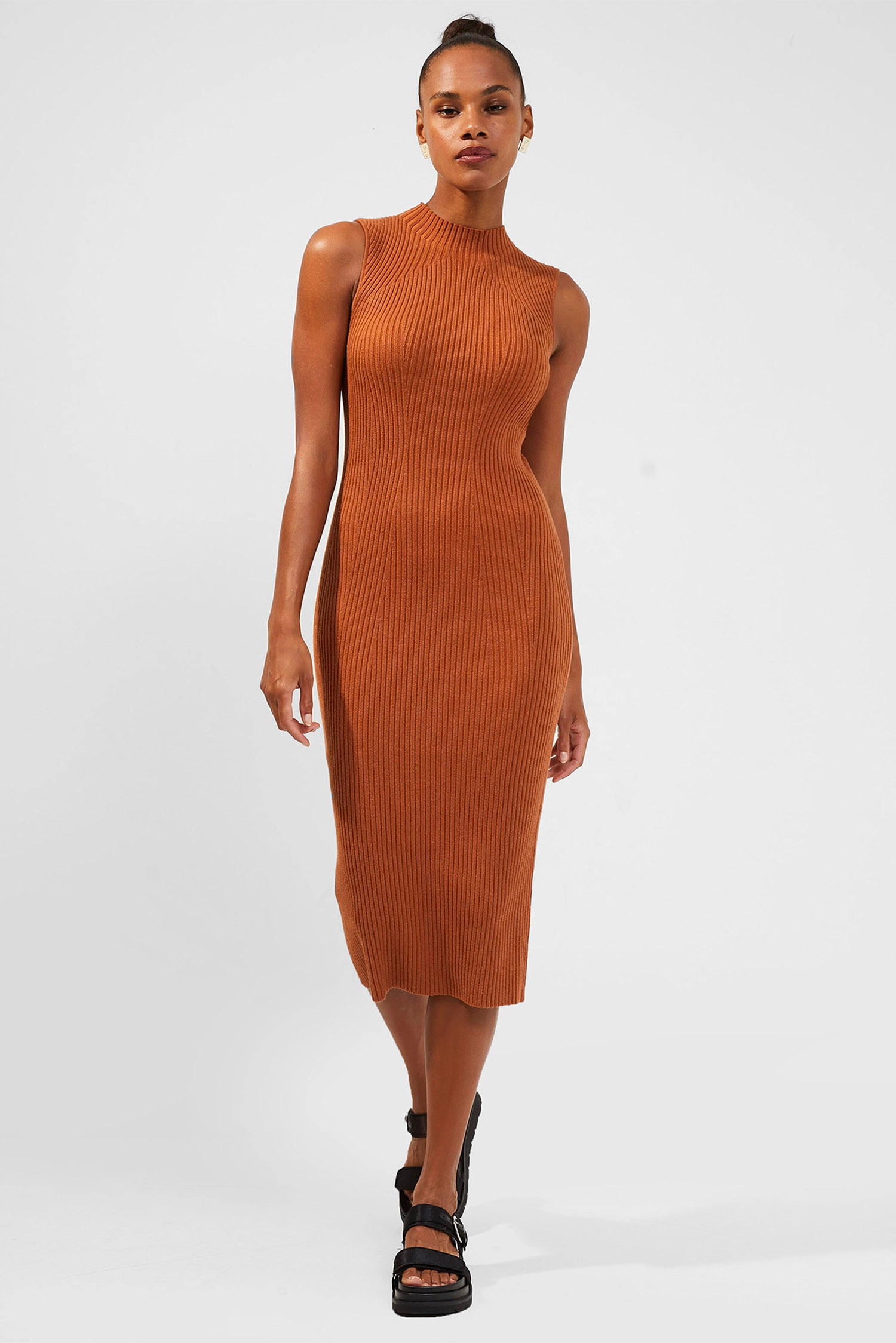 French Connection - MELODY RIB DRESS - sierra - 2