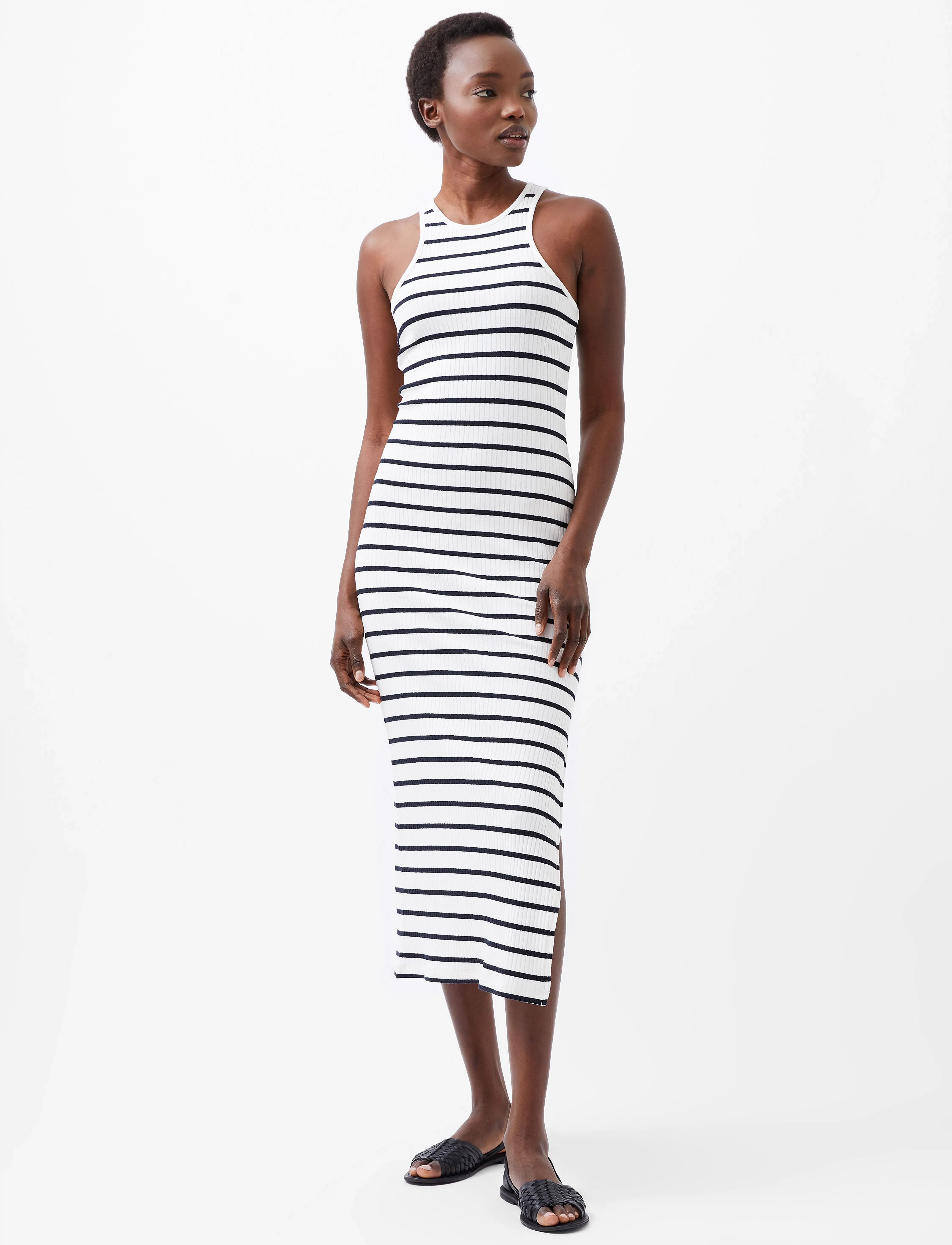 French Connection TOMMY RIB STRIPE RACER BK DRES - Konfirmation - SUMMER WH/UTILITY BL / white