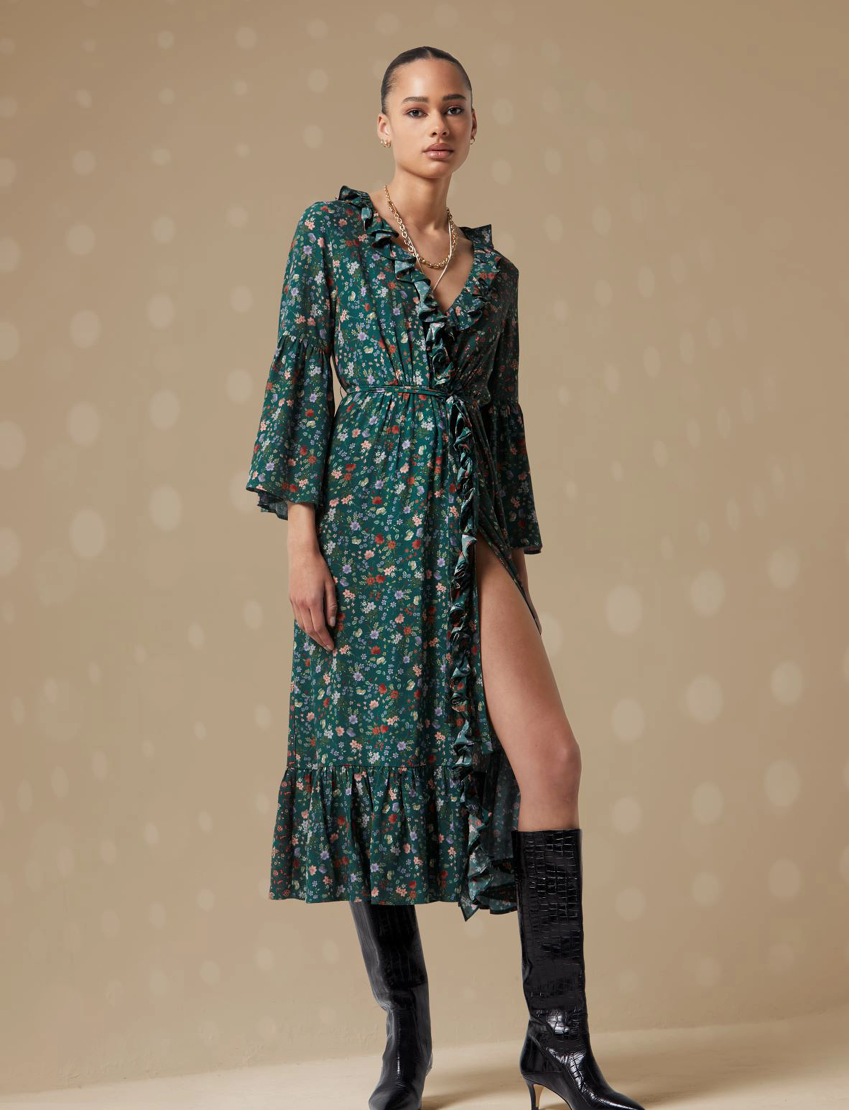 French Connection ANNIFRIDA DELPHINE WRAP DRESS - Kleider - CILANTRO DITSY / multi