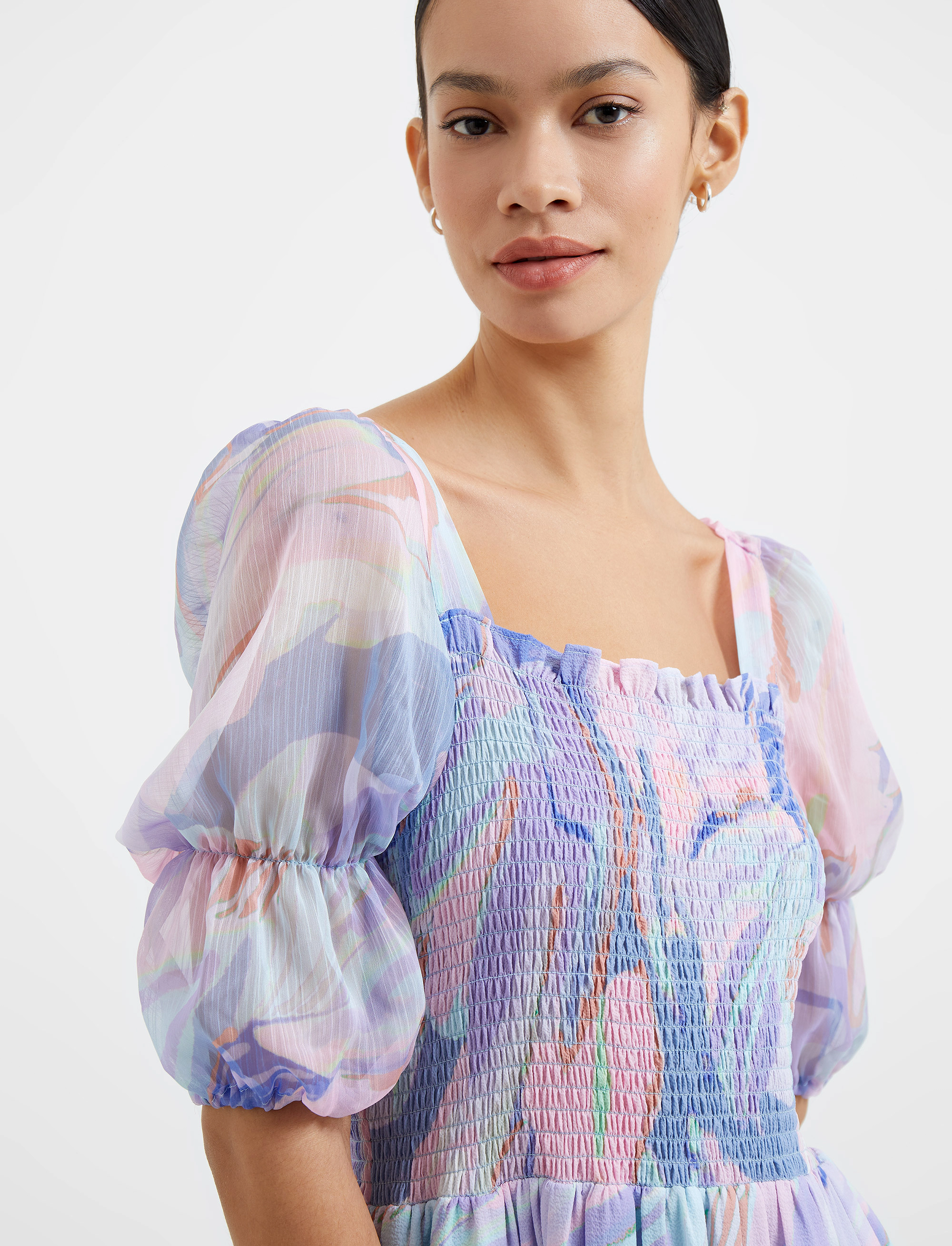 French Connection - DALLA VERONA SMOCKED MIDI DRES - sommerkjoler - baja blue - 3