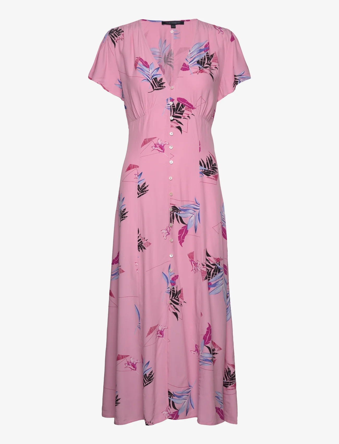 French Connection - EUGIE DELPH DRAPE V NECK DRESS - sukienki letnie - sea pink - 0