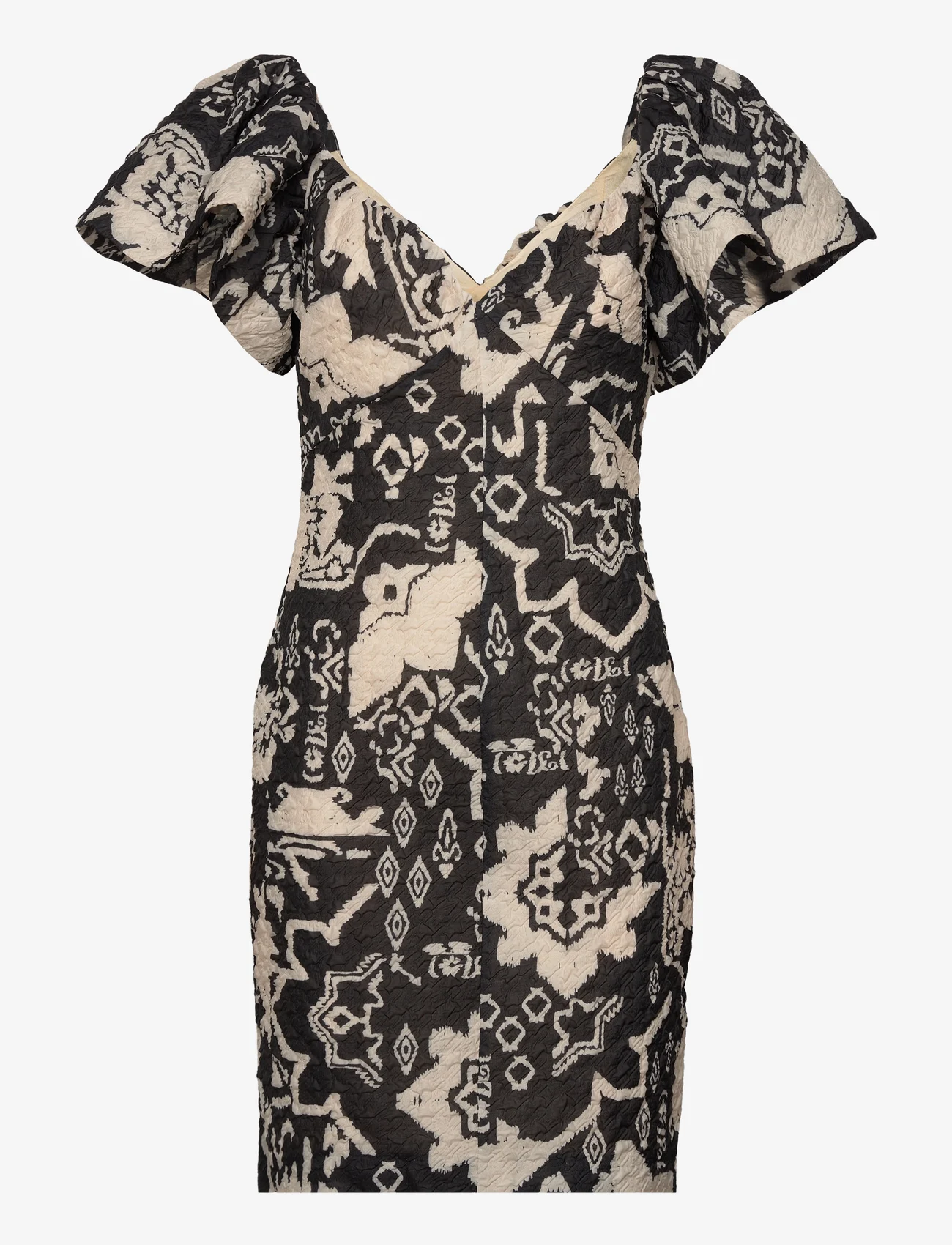 French Connection - DEON CANDRA JACQUARD DRESS - juhlamuotia outlet-hintaan - black/cream - 0