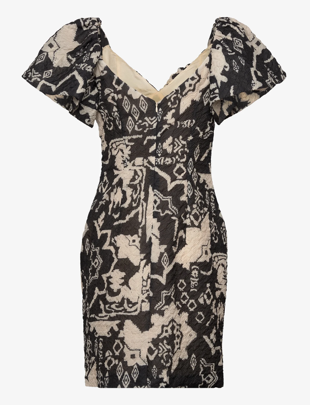 French Connection - DEON CANDRA JACQUARD DRESS - party wear at outlet prices - black/cream - 1