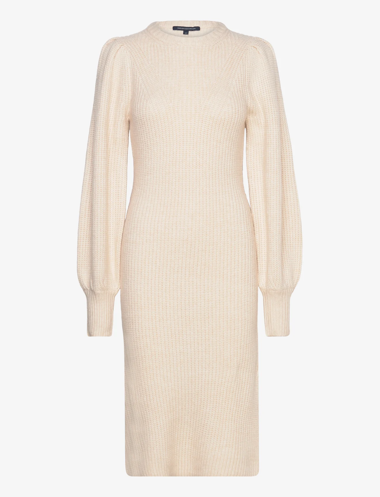 French Connection - KESSY PUFF SLEEVE DRESS - knitted dresses - oatmeal - 0
