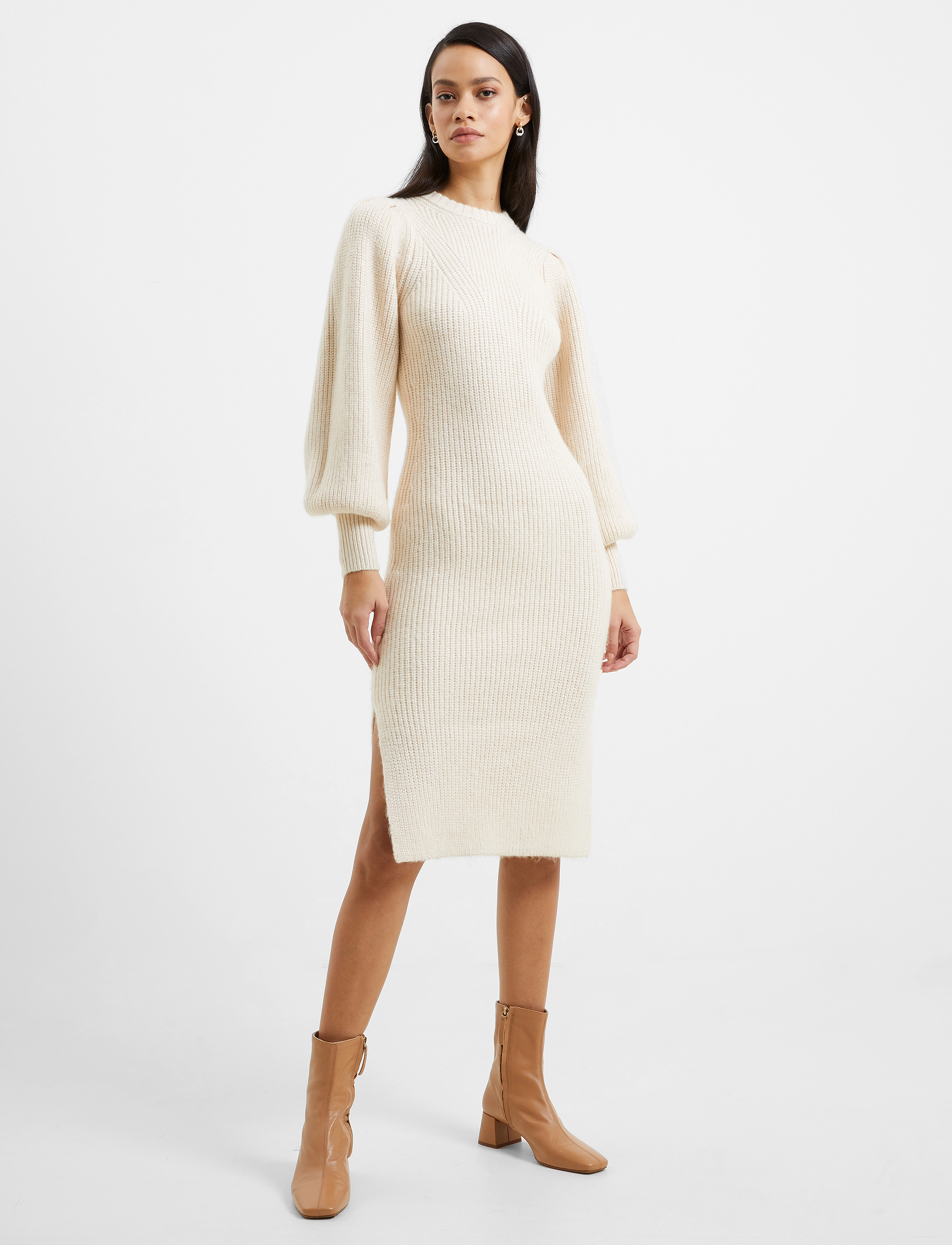 French Connection - KESSY PUFF SLEEVE DRESS - oatmeal - 4