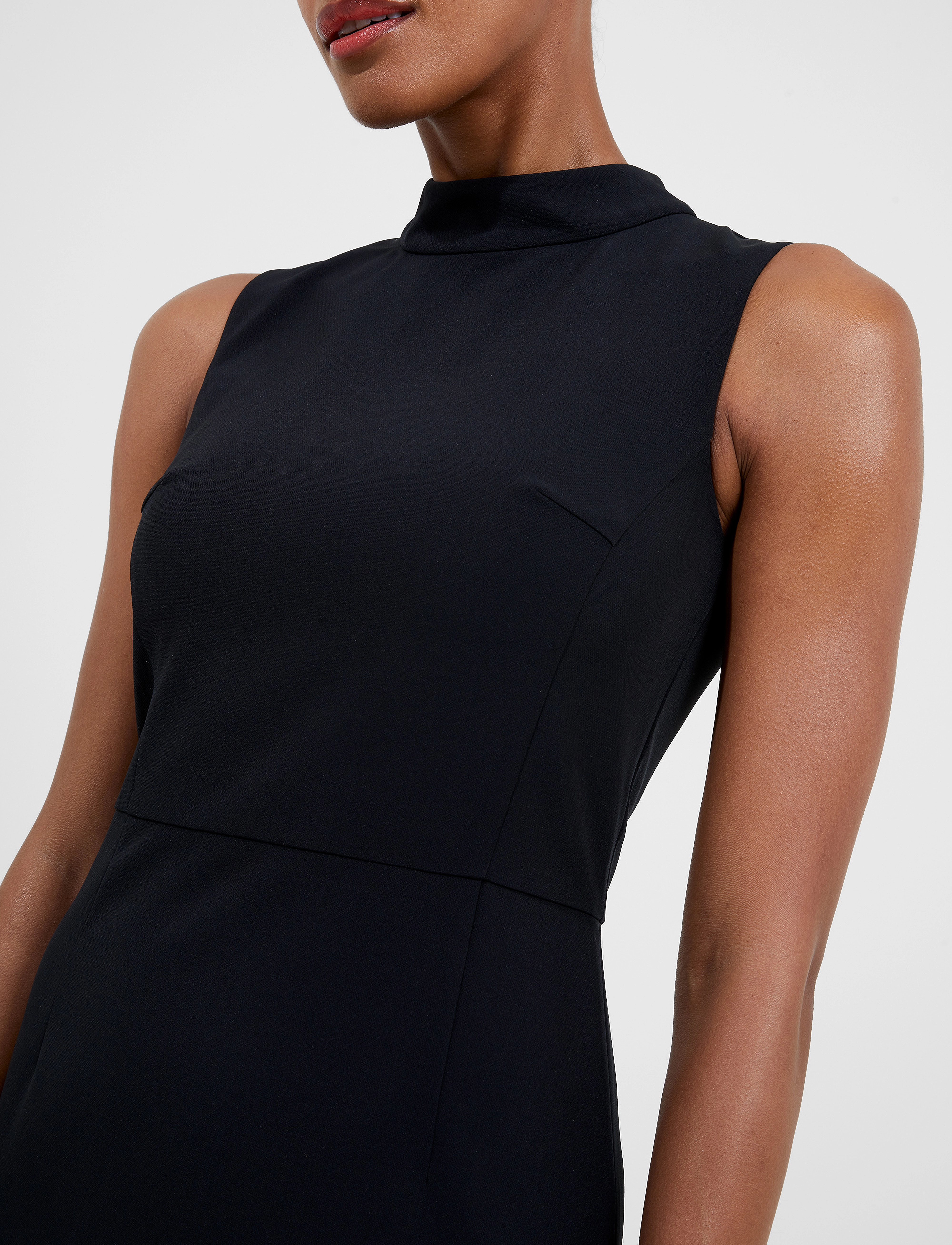 French Connection - ECHO CREPE MOCK NECK DRESS - blackout - 4