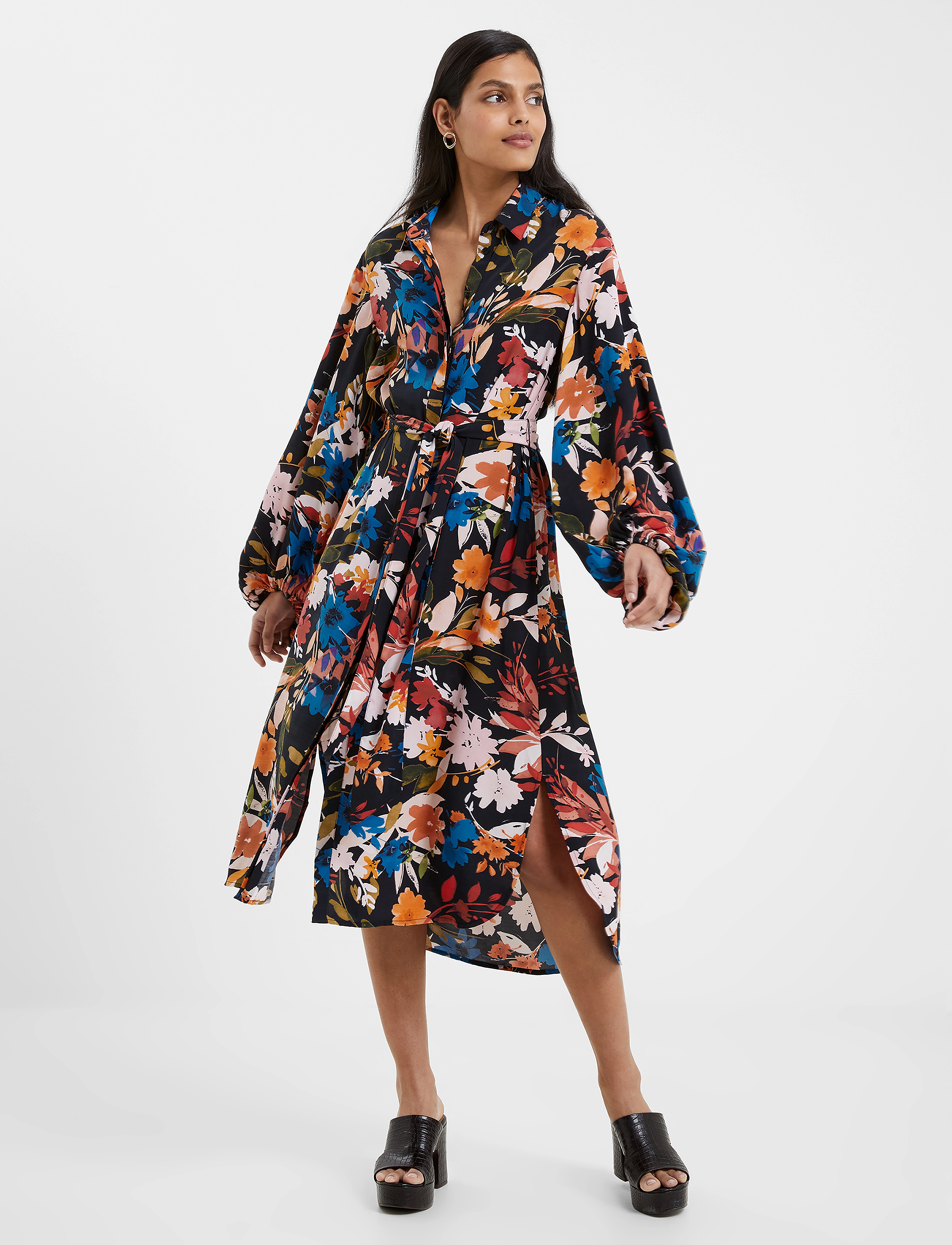 French Connection BROOK DELPHINE SHIRT DRESS - Midimekot - BLACKOUT / black