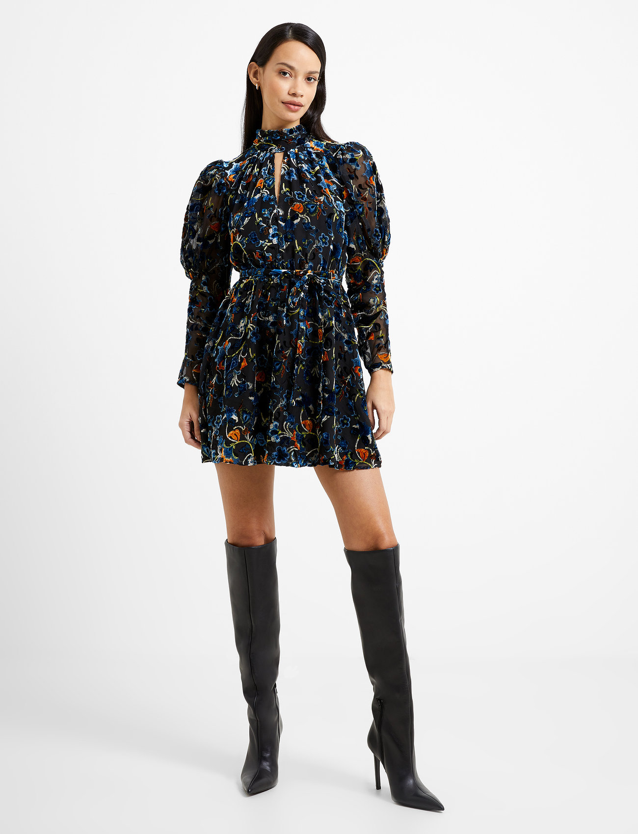 French Connection - AVERY BURNOUT LS DRESS - blackout - 0