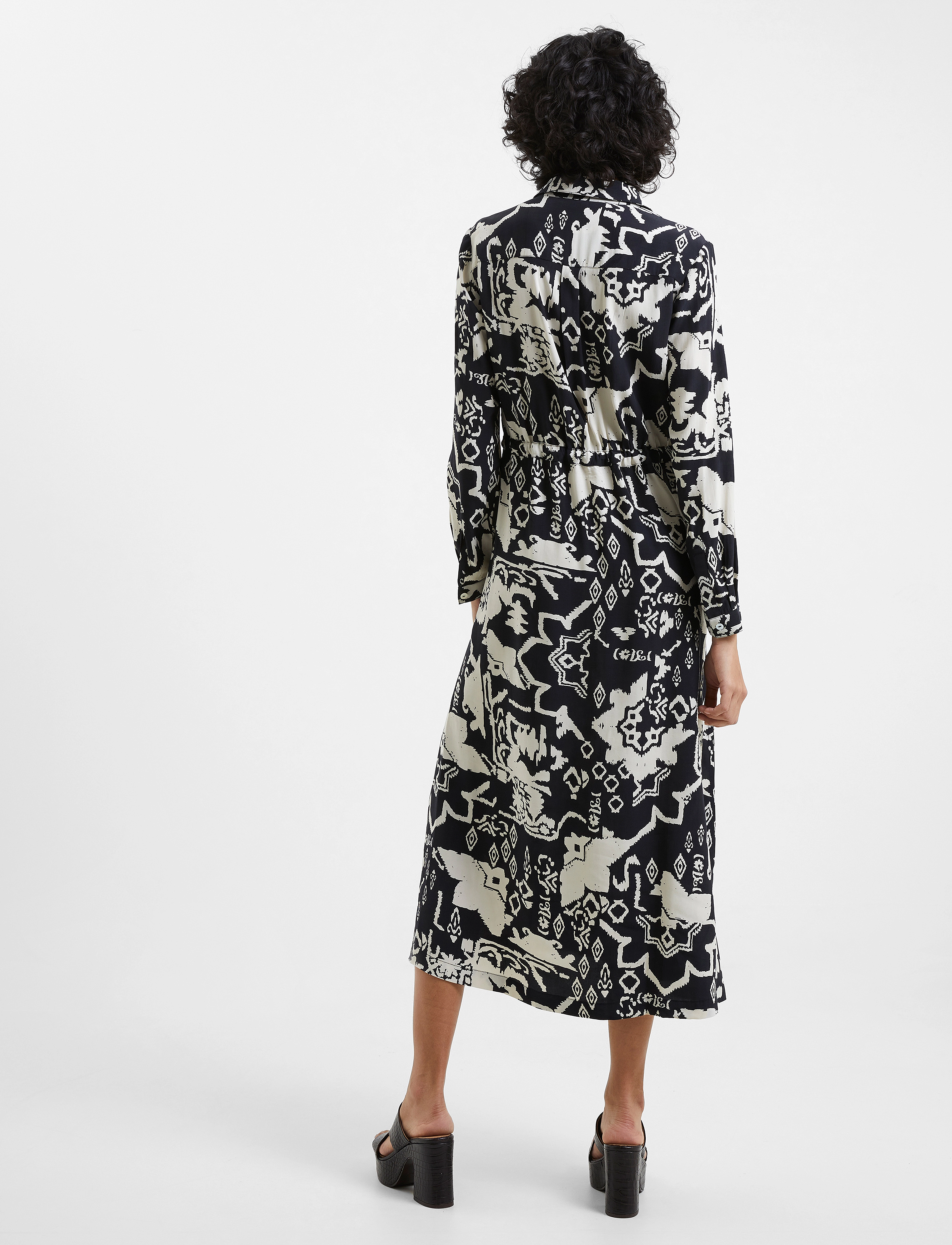 French Connection - DEON DELPH DRAPE DRS - särkkleidid - black/cream - 3