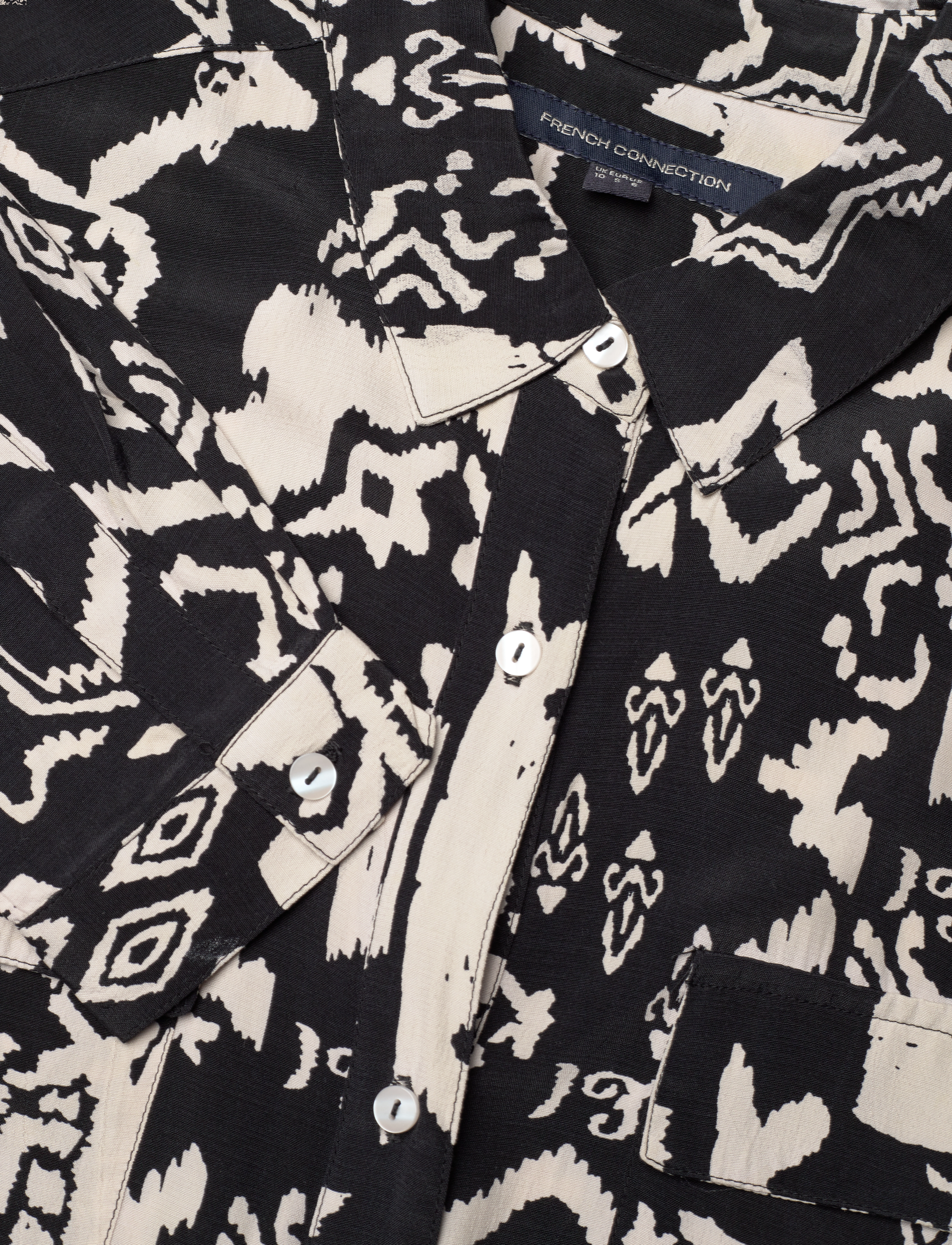 French Connection - DEON DELPH DRAPE DRS - särkkleidid - black/cream - 4