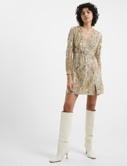 French Connection - DENIZ EMBELLISHED LS MINI DRES - party wear at outlet prices - cement/gold - 2