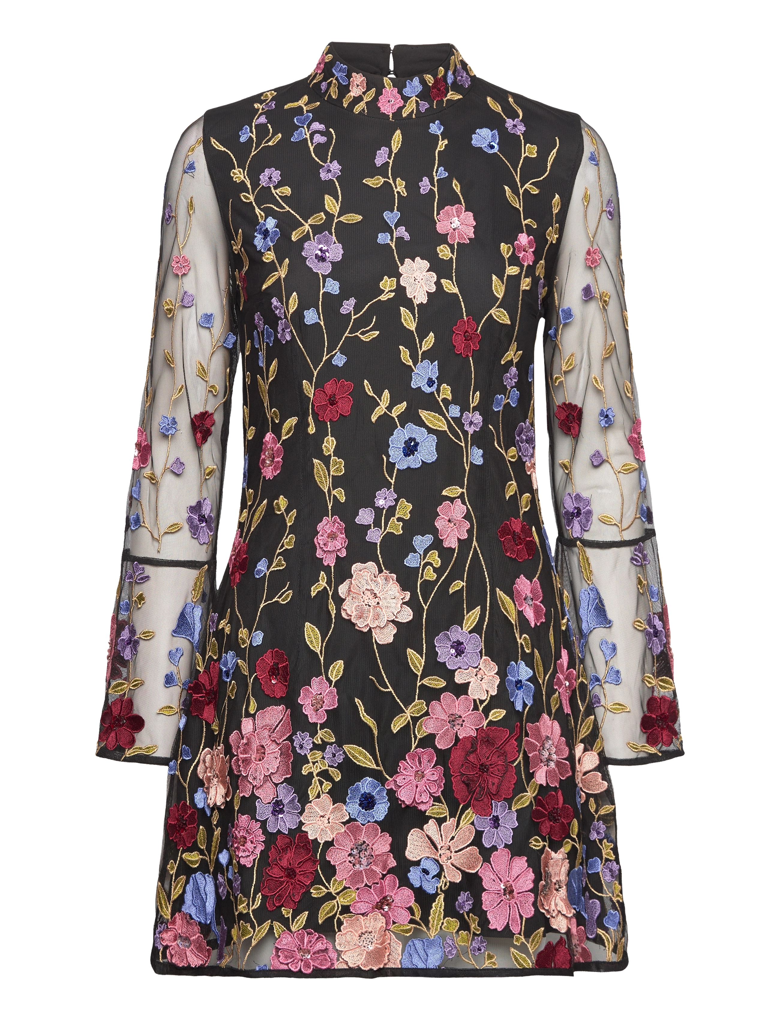 ASTRIDA EMBELLISHED DRESS - BLACK MULTI