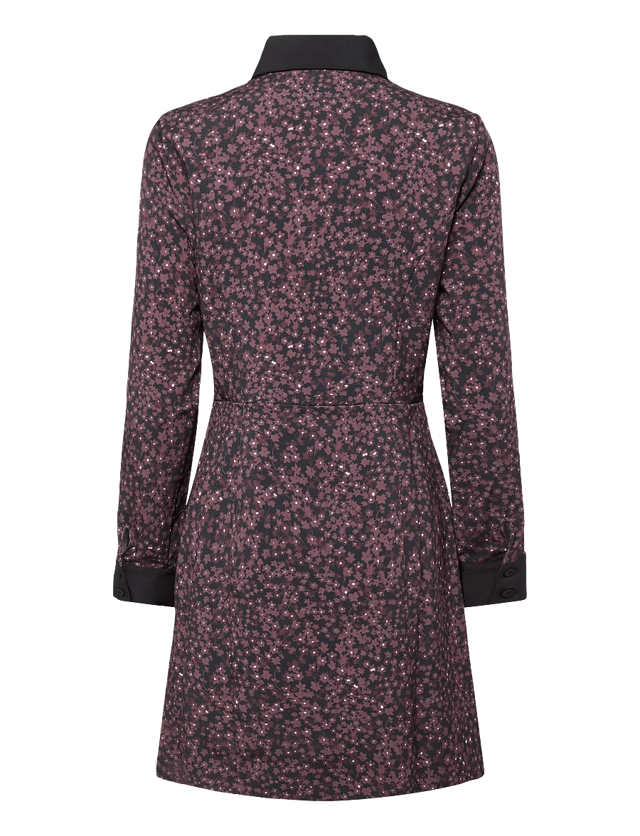 French Connection - AUDREY MILES SCALLOPED PLACKET TAILORED MINI DRESS - robes chemises - blk/cherry liqueur - 2
