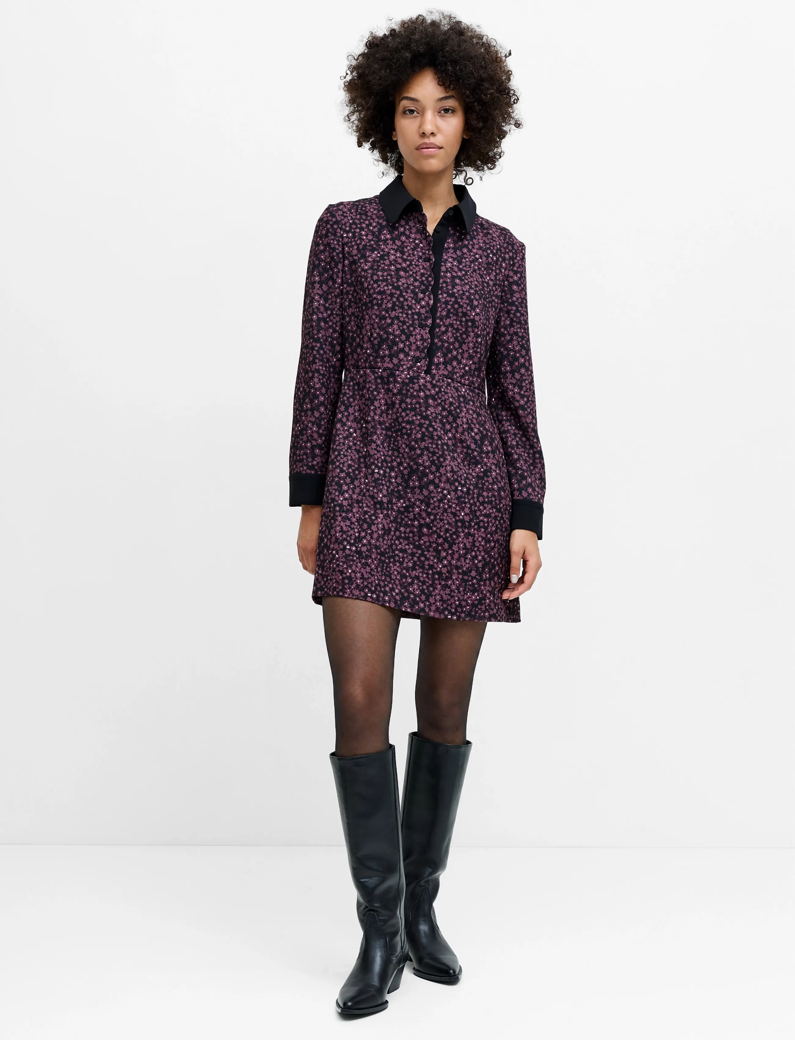 Audrey Miles Scalloped Placket Tailored Mini Dress