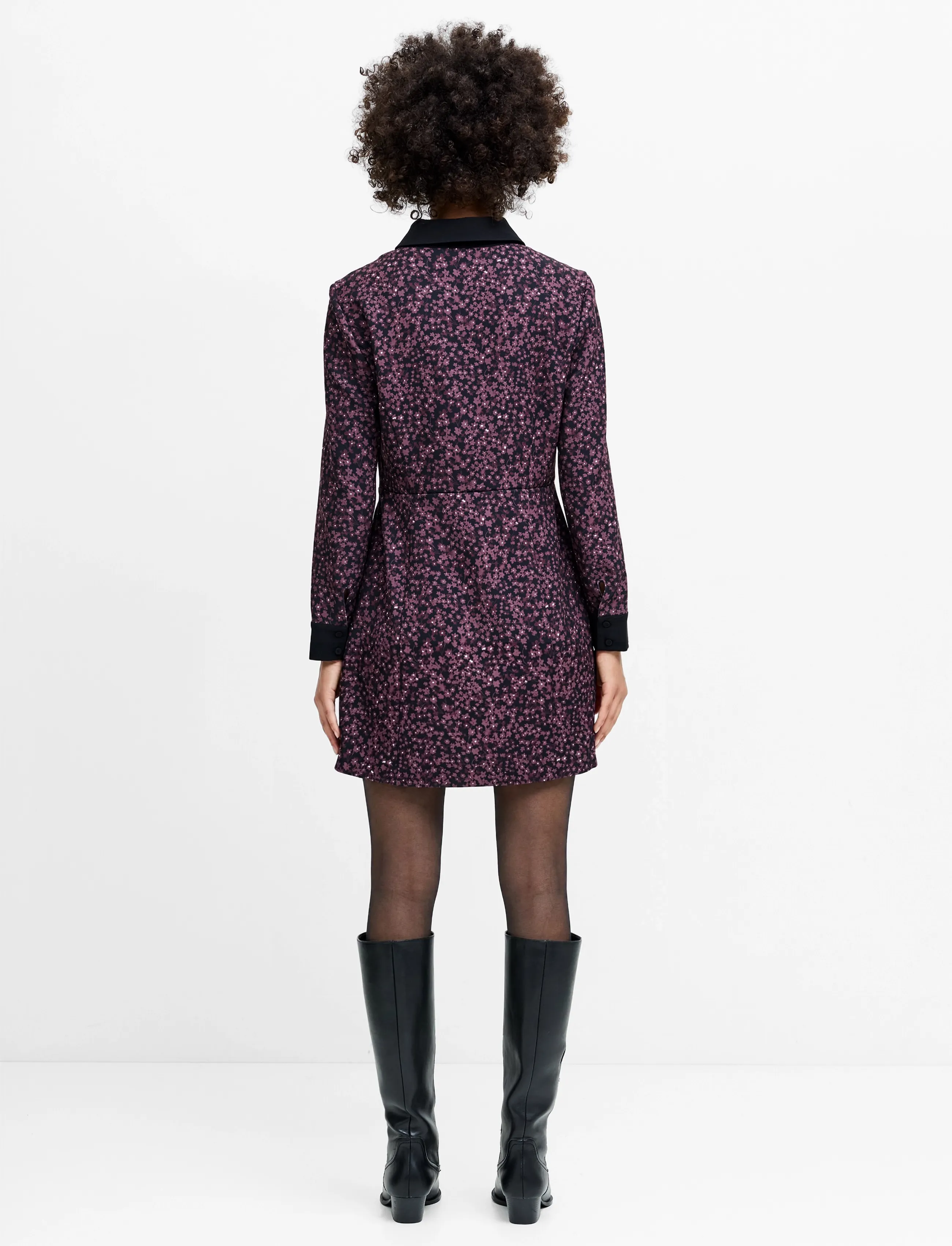 French Connection - AUDREY MILES SCALLOPED PLACKET TAILORED MINI DRESS - skjortekjoler - blk/cherry liqueur - 3