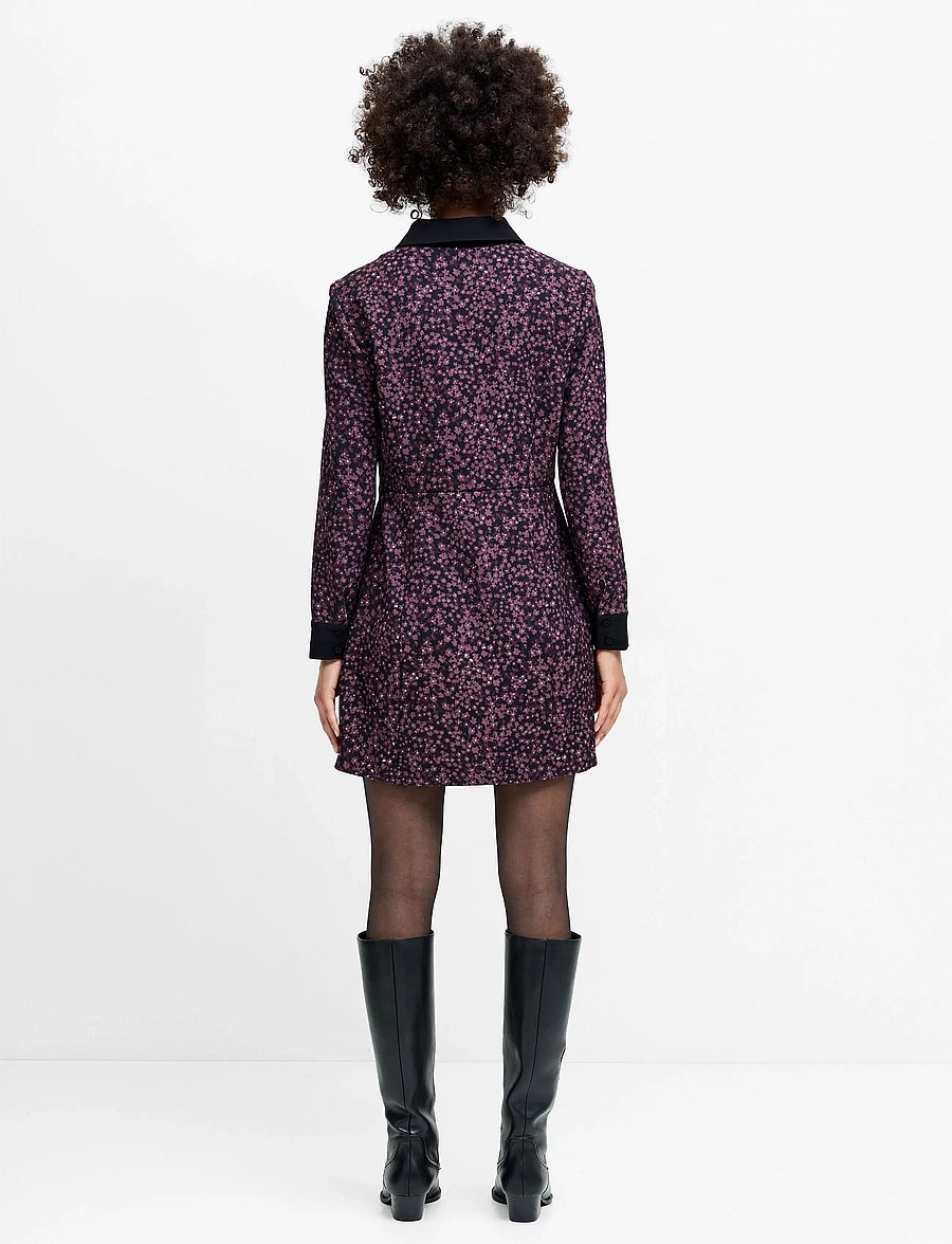French Connection - AUDREY MILES SCALLOPED PLACKET TAILORED MINI DRESS - skjortekjoler - blk/cherry liqueur - 3