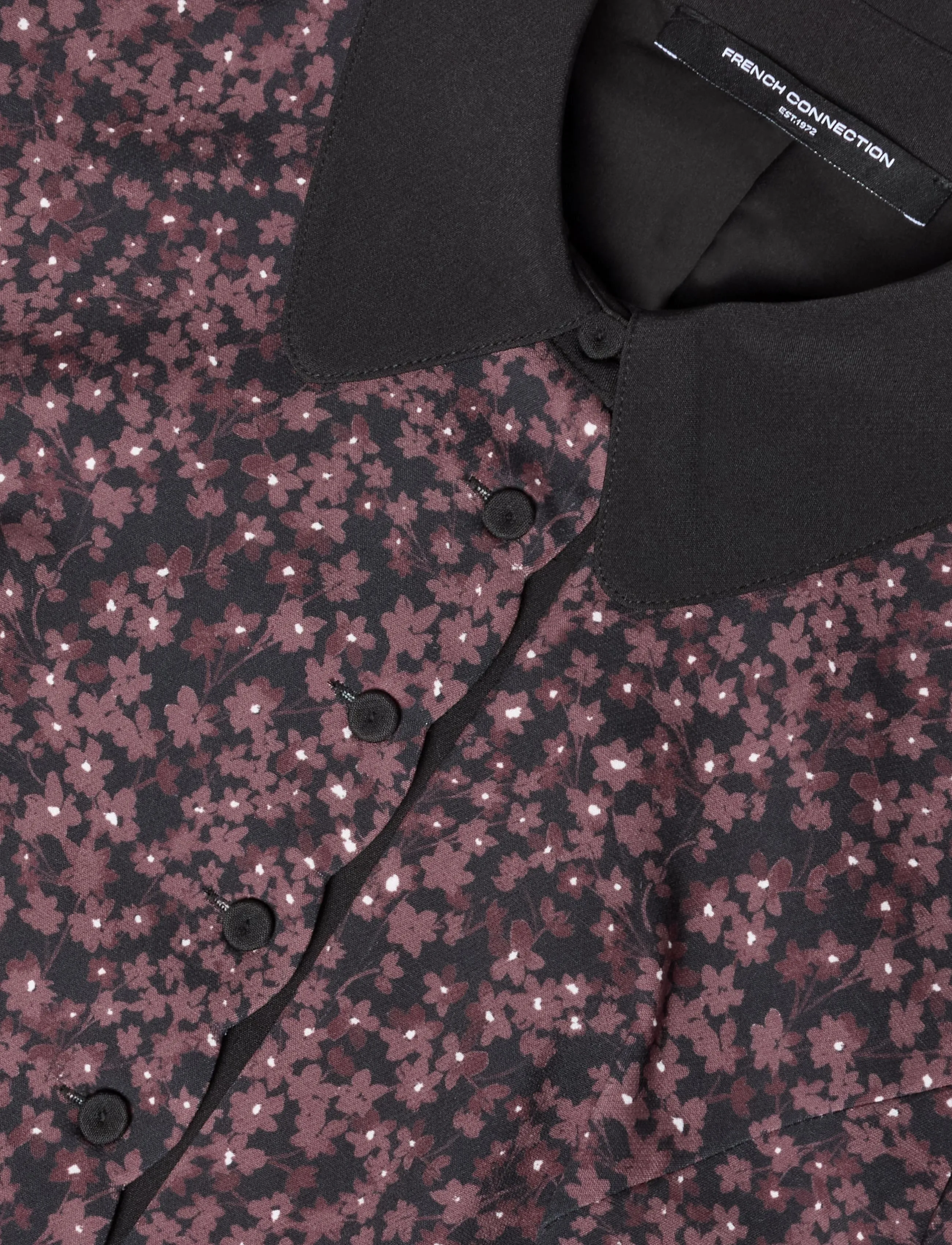 French Connection - AUDREY MILES SCALLOPED PLACKET TAILORED MINI DRESS - herbstersparnisse - blk/cherry liqueur - 5