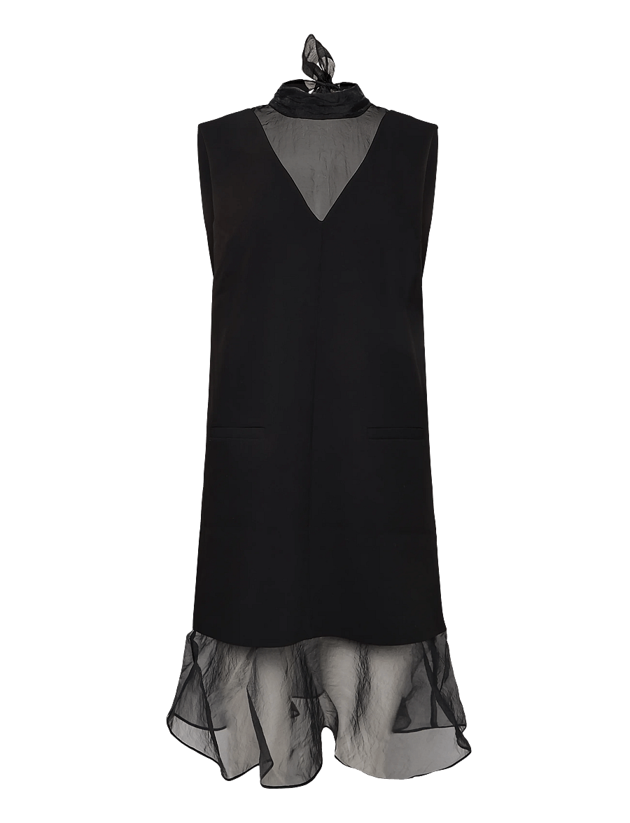 French Connection - AZRA ORGANZA MIX SHIFT DRESS - midi kjólar - black - 1