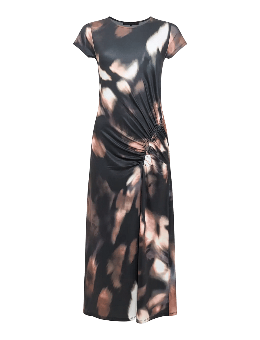 French Connection - JOSEPHINE MAXINE JERSEY RUCHED MIDI DRESS - fodralklänningar - brown multi - 0