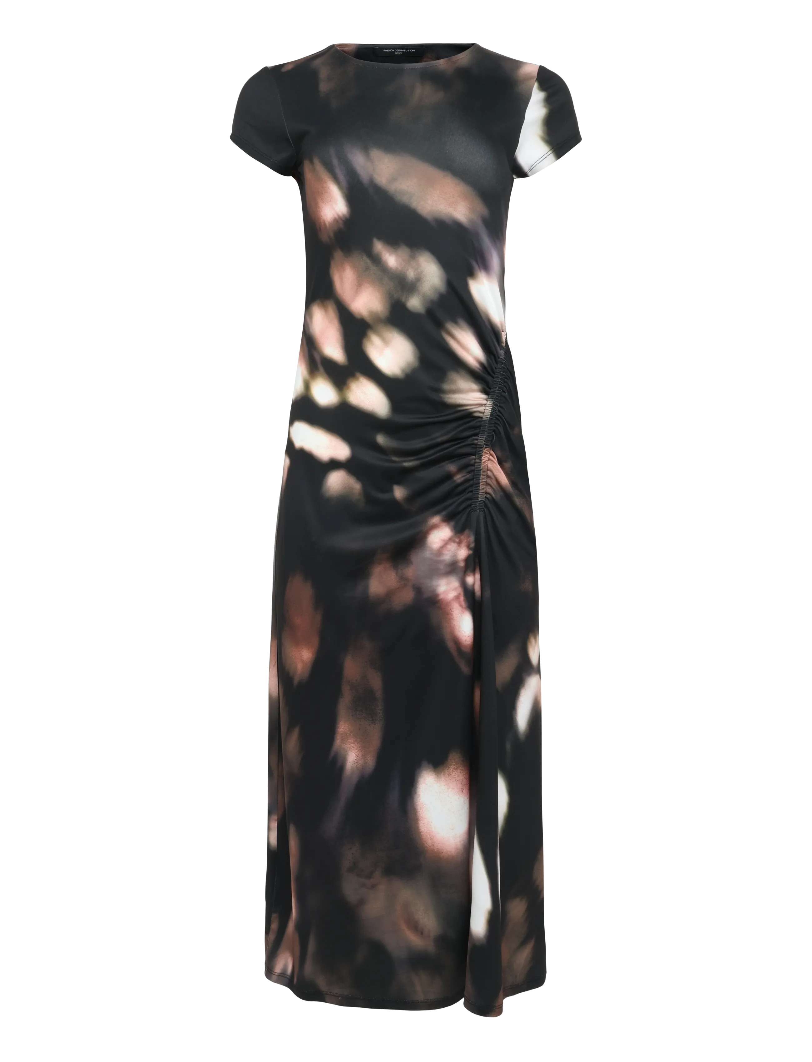 French Connection JOSEPHINE MAXINE JERSEY RUCHED MIDI DRESS - French Connection - BROWN MULTI / multi